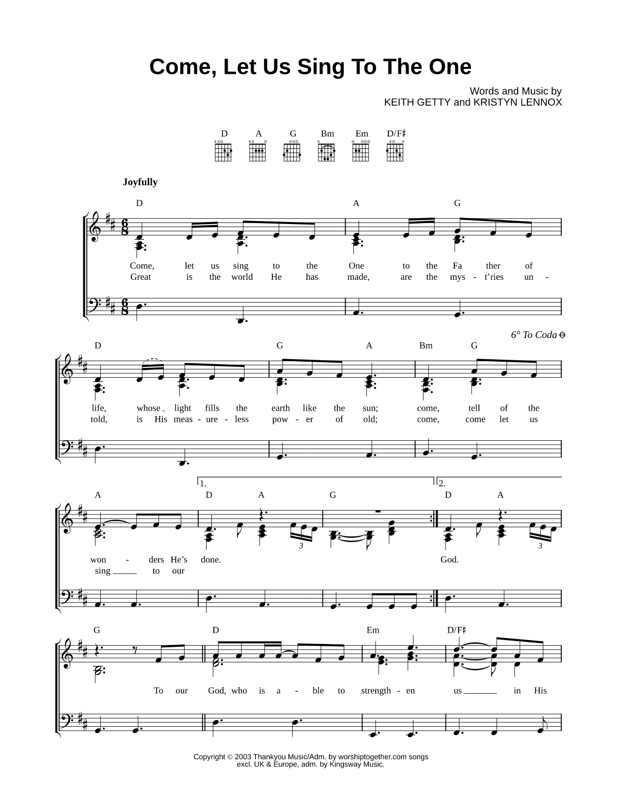 Come, Let Us Sing To the One