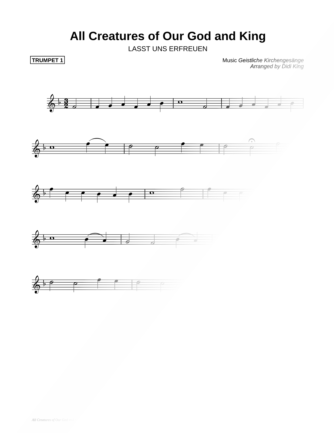 All Creatures of Our God and King - Trumpet 1 (Brass Quartet)