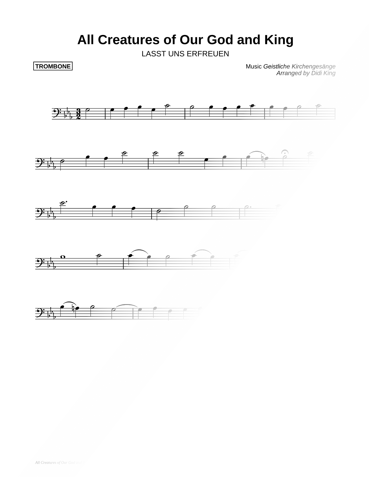 All Creatures of Our God and King - Trombone (Brass Quartet)
