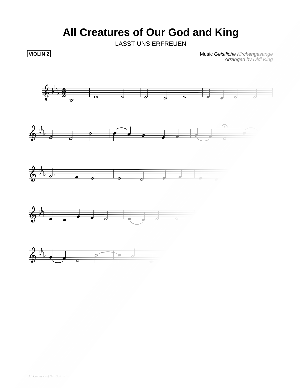 All Creatures of Our God and King - Violin 2 (String Quartet)