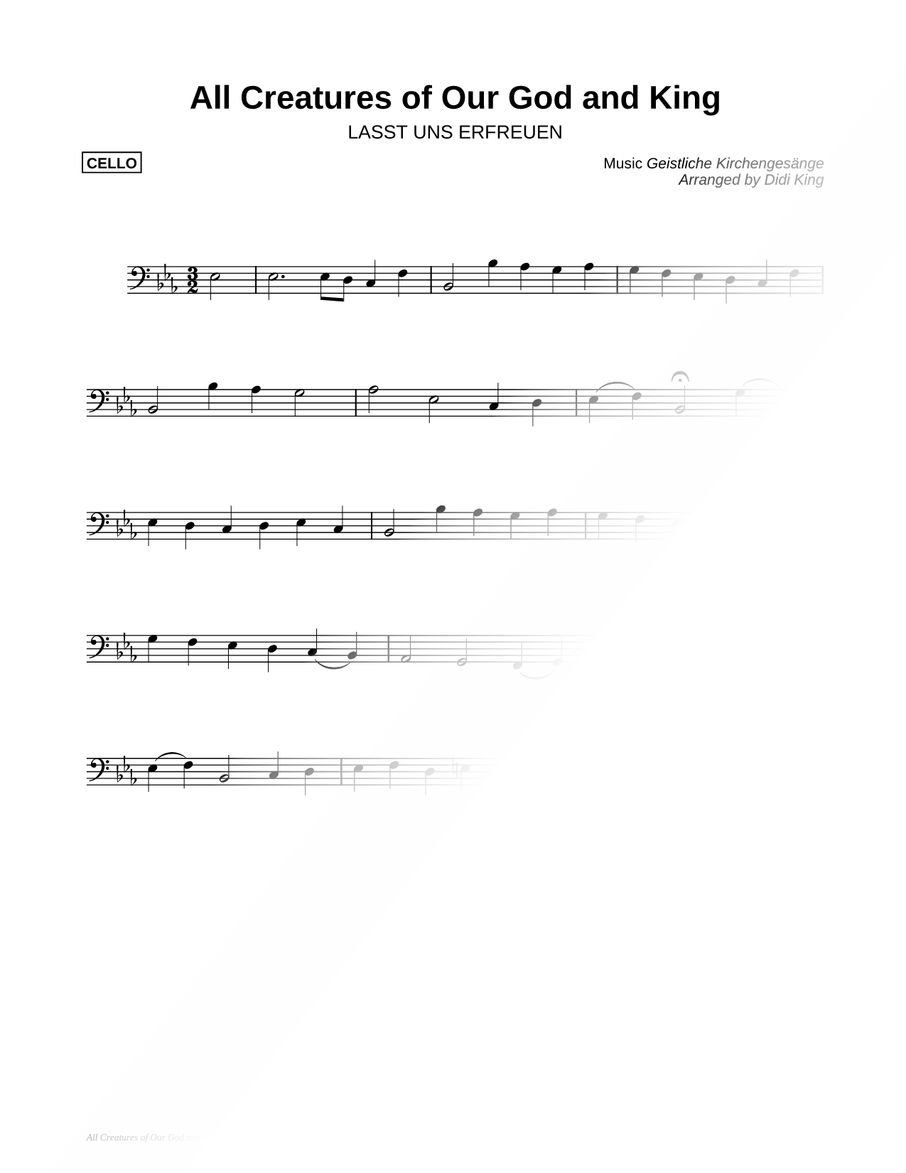 All Creatures of Our God and King - Cello (String Quartet)