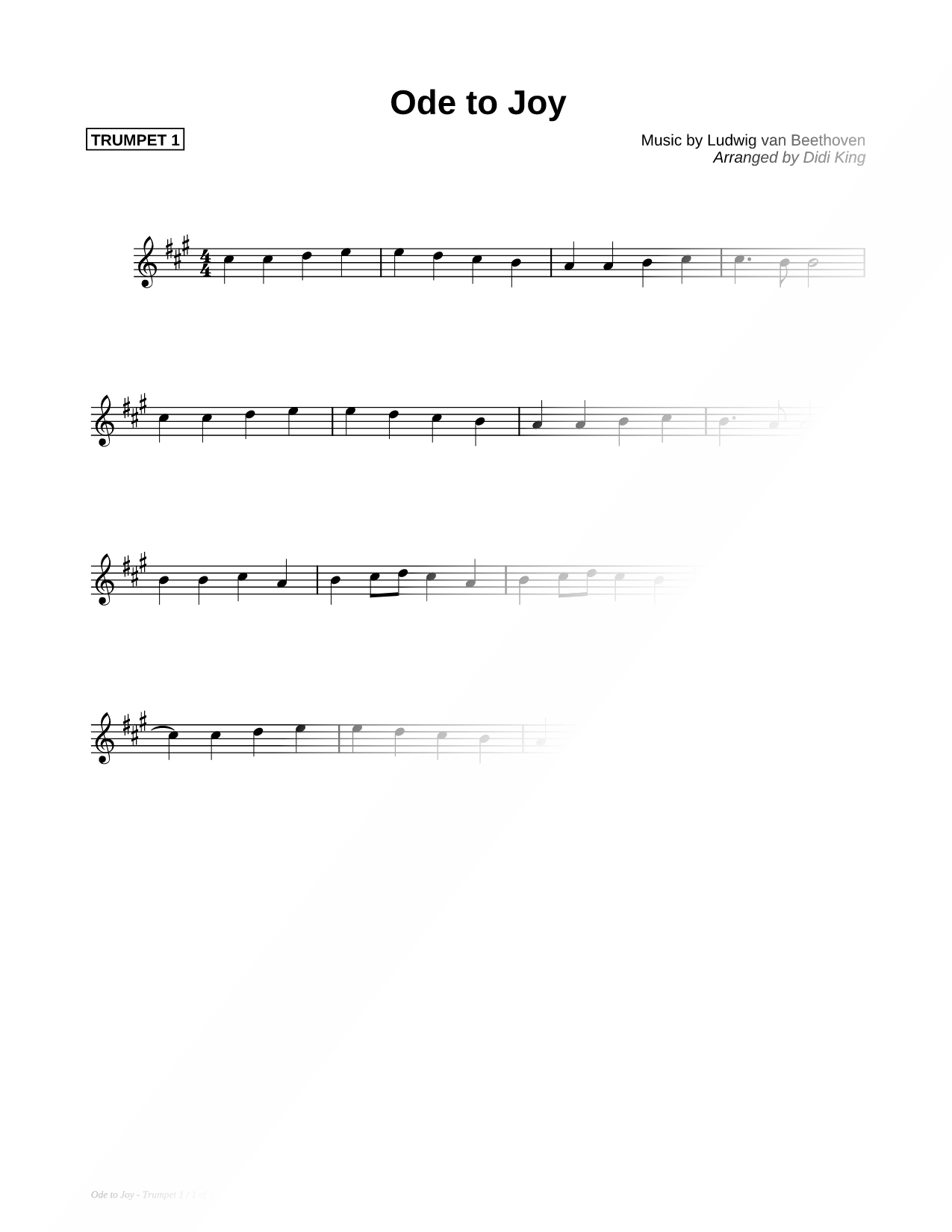 Ode to Joy - Trumpet 1 (Brass Quartet)