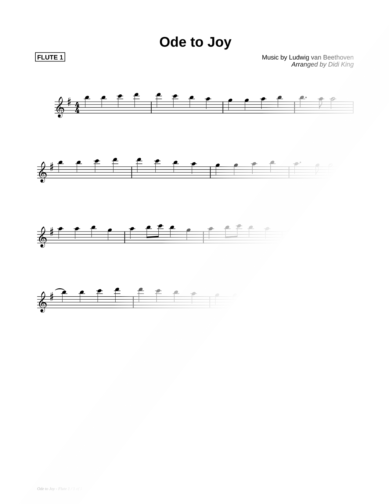 Ode to Joy - Flute 1 (Flute Quartet)