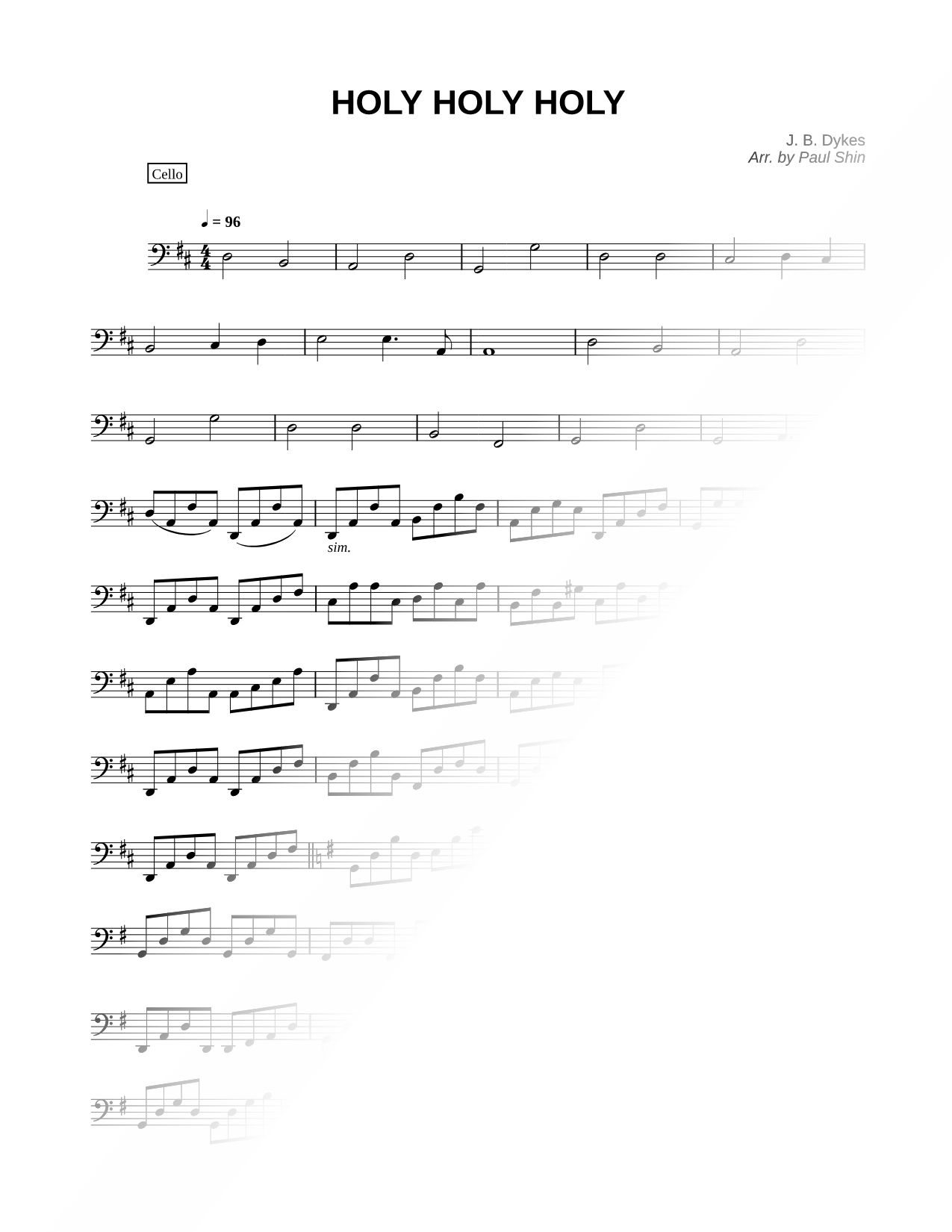 Holy, Holy, Holy - Cello (String Quartet)