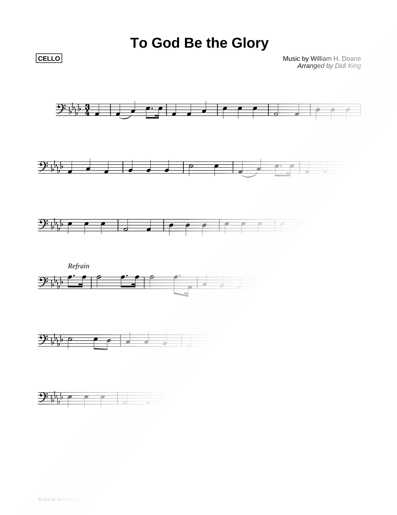 To God Be the Glory - Cello (String Quartet)