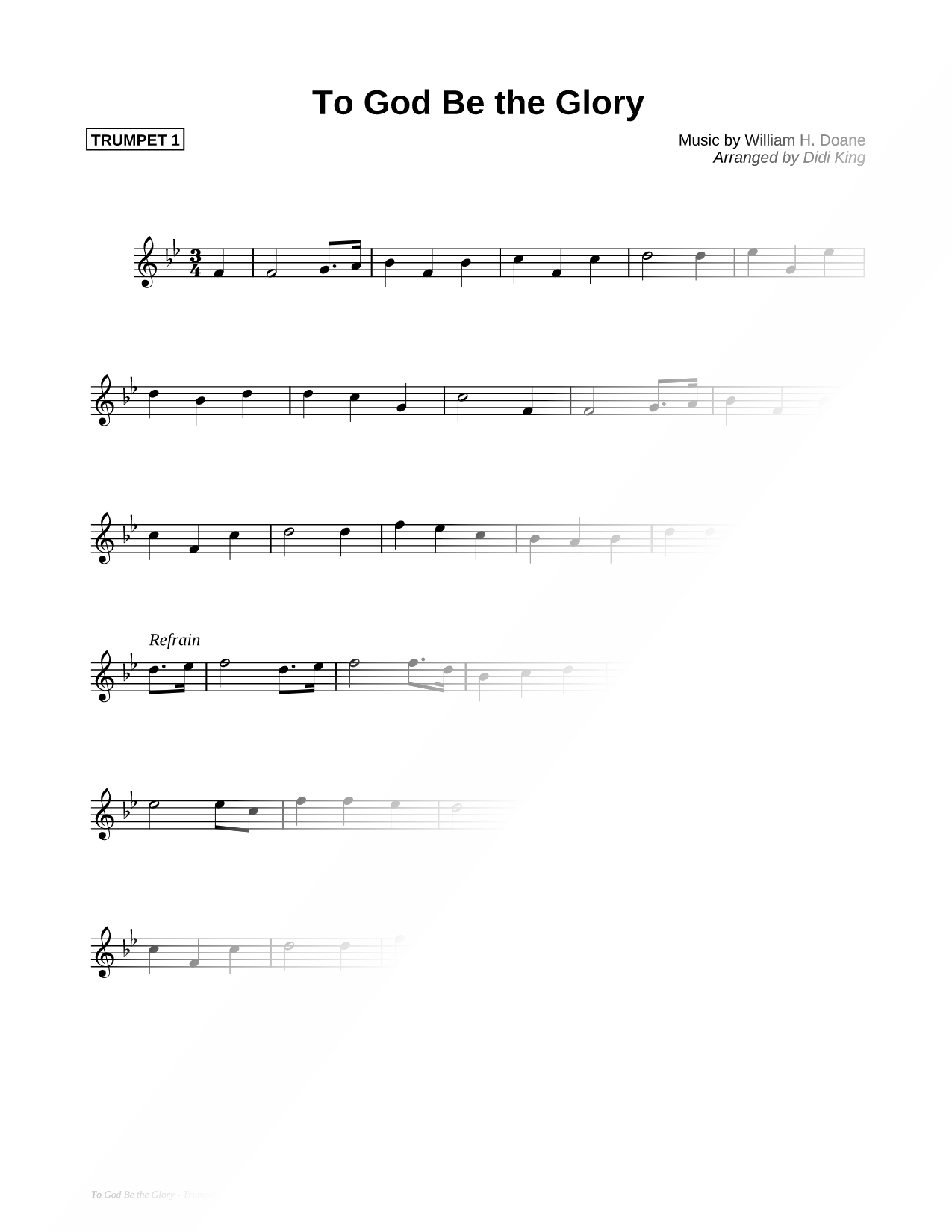 To God Be the Glory - Trumpet 1 (Brass Quartet)