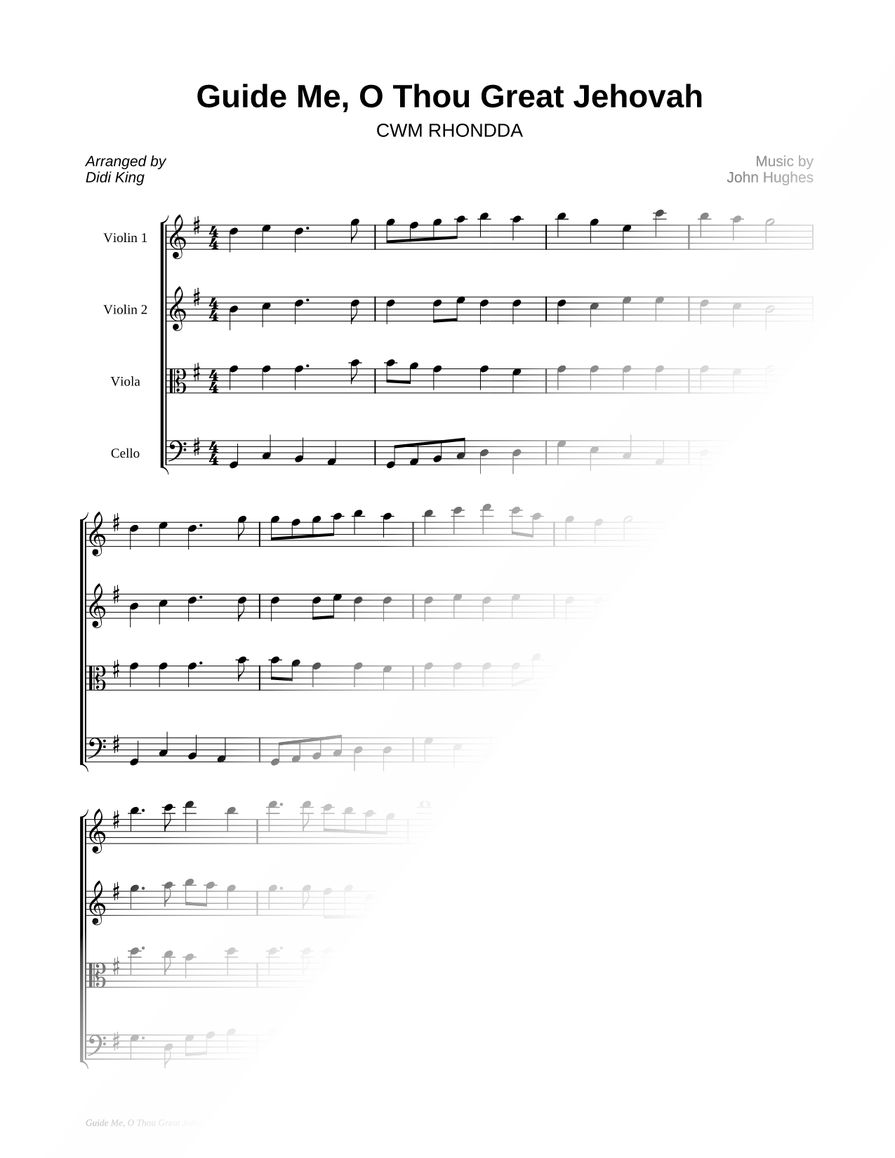 Guide Me, O Thou Great Jehovah - String Quartet Score