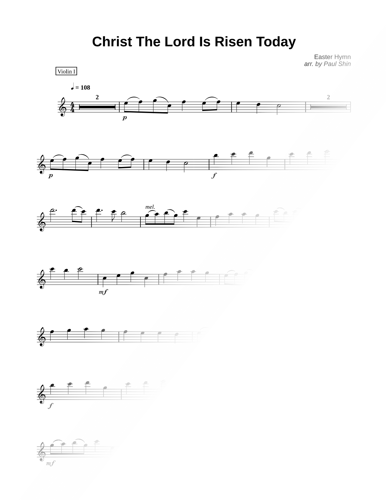 Christ the Lord Is Risen Today - Violin 1 (String Quartet)