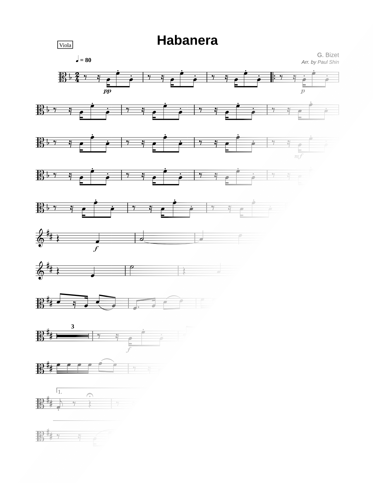 Habanera - Viola Part (String Quartet)