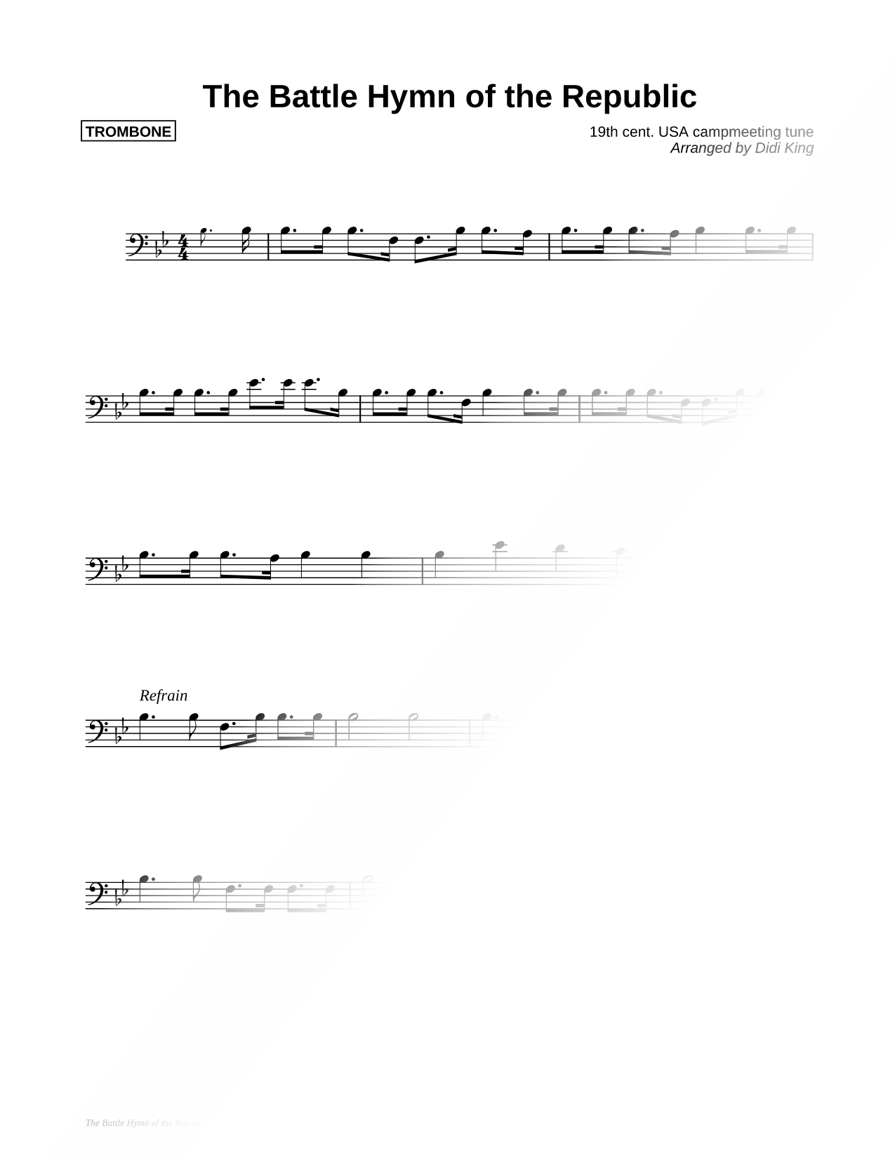 Battle Hymn of the Republic - Trombone (Brass Quartet)