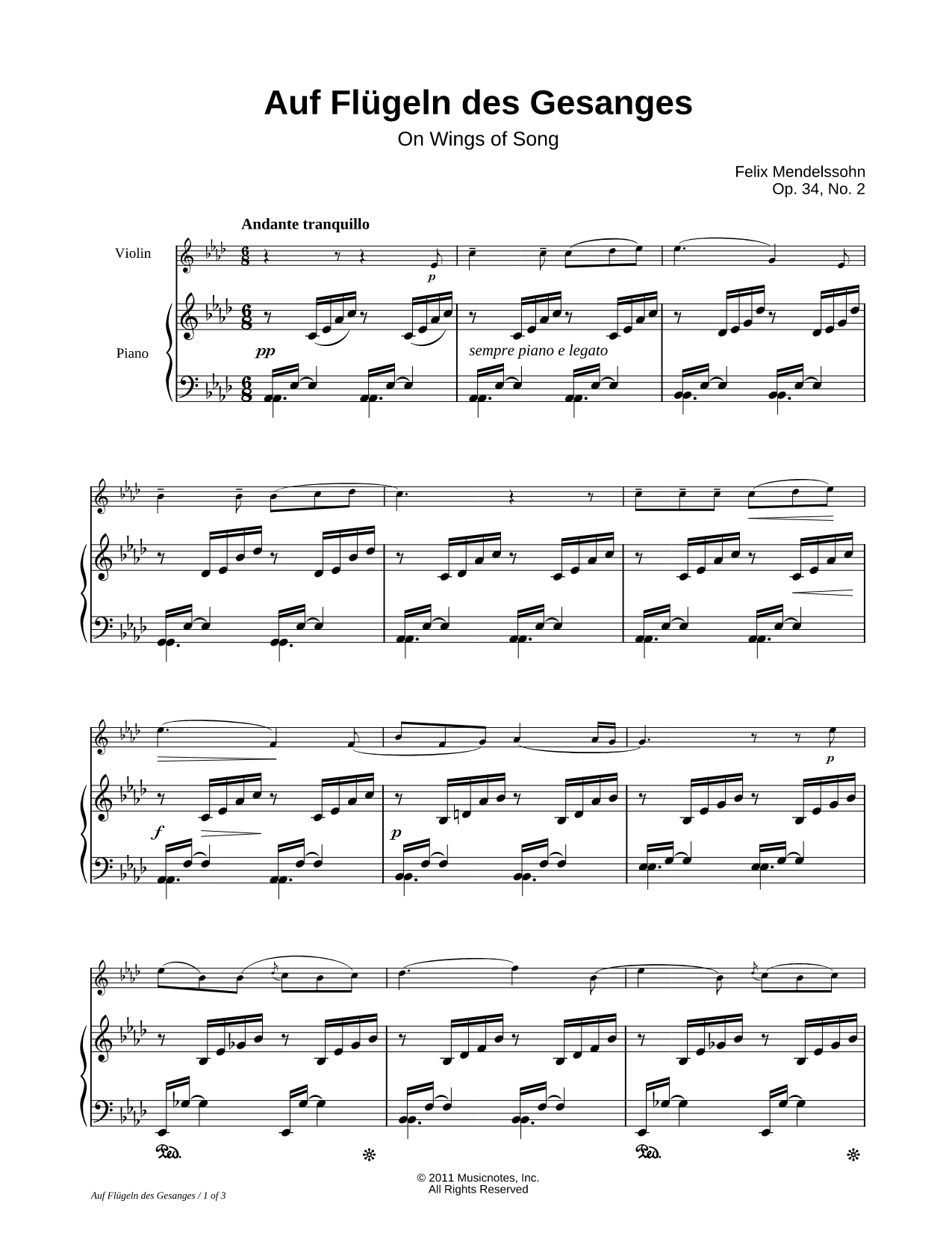 On Wings of Song - Piano Accompaniment