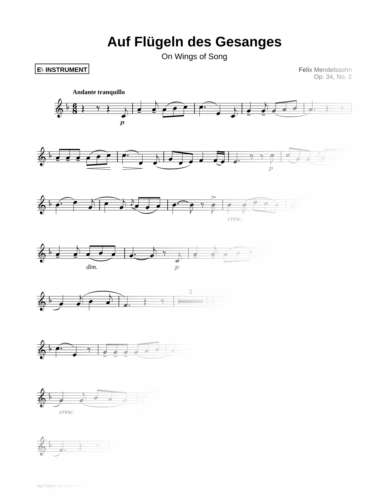 On Wings of Song - Eb Instrument