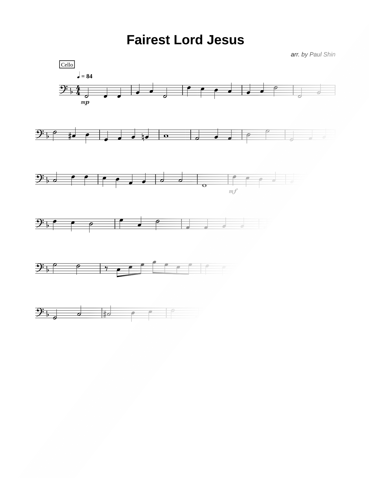 Fairest Lord Jesus - Cello (String Quartet)