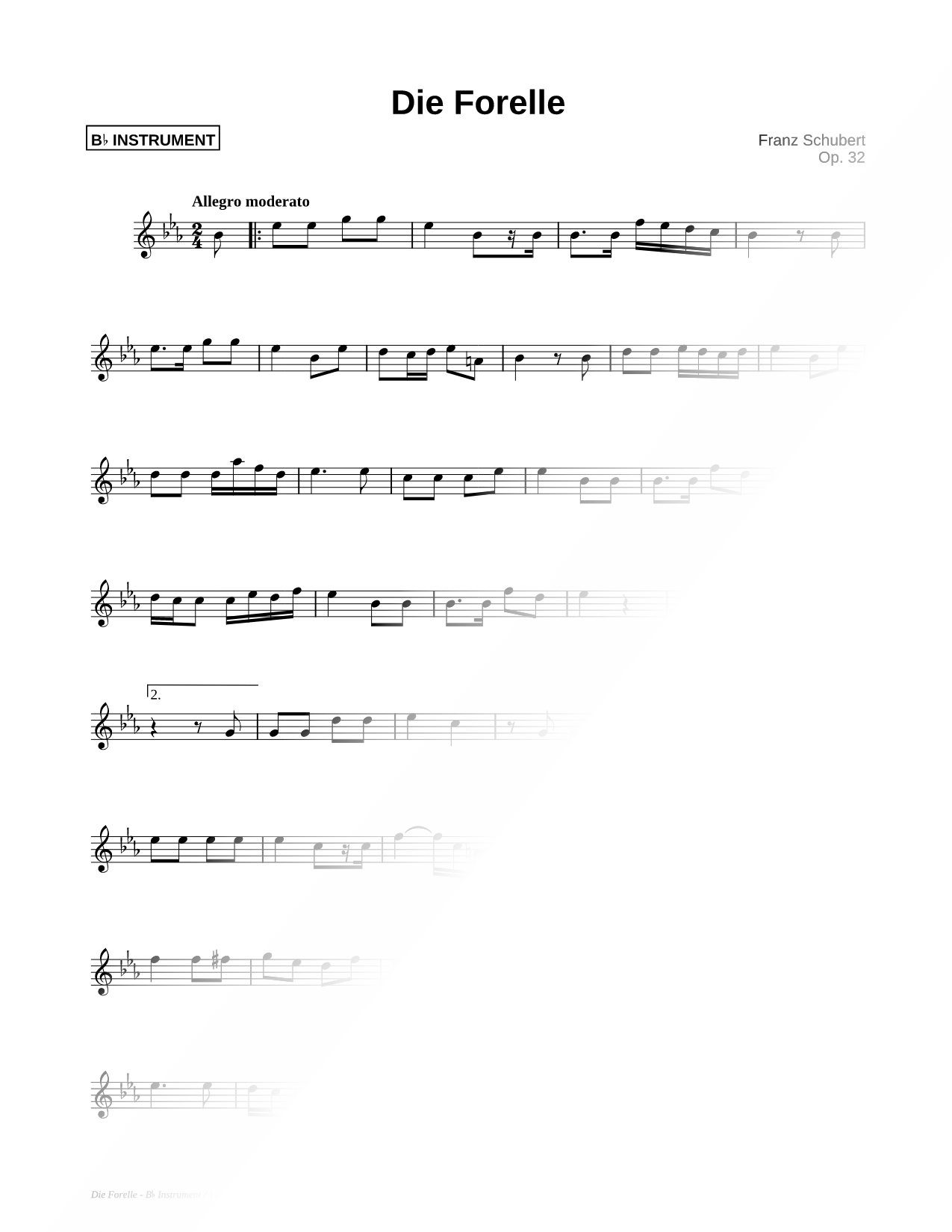 Die Forelle (The Trout) - Bb Instrument