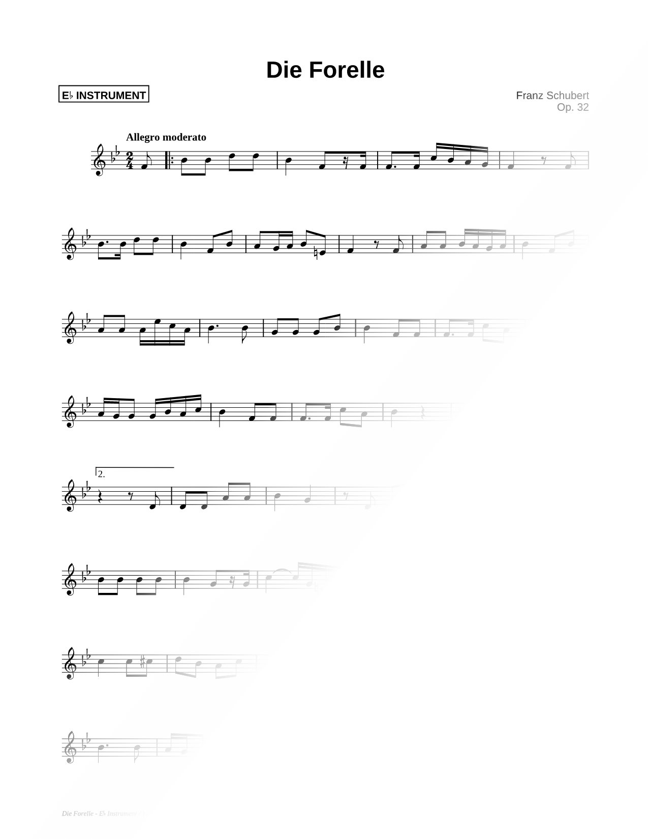 Die Forelle (The Trout) - Eb Instrument
