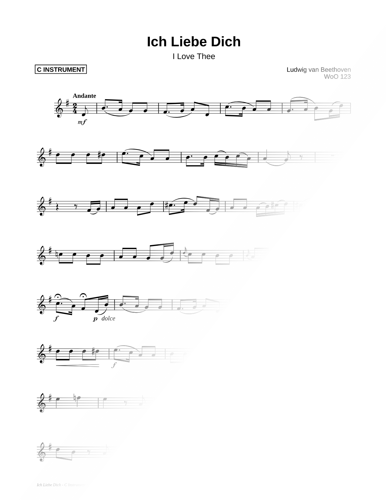 Ich Liebe Dich - C Instrument