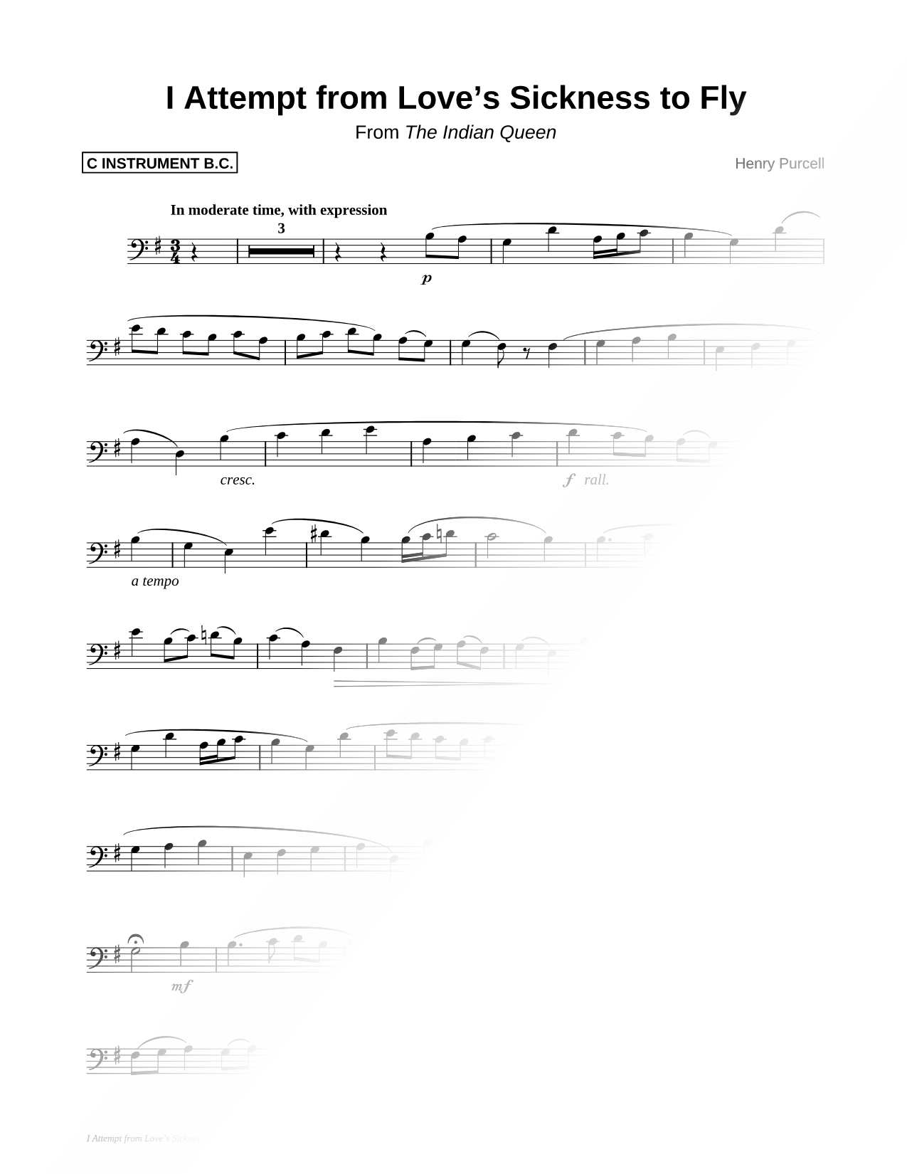 I Attempt From Love's Sickness To Fly - Bass Clef Instrument