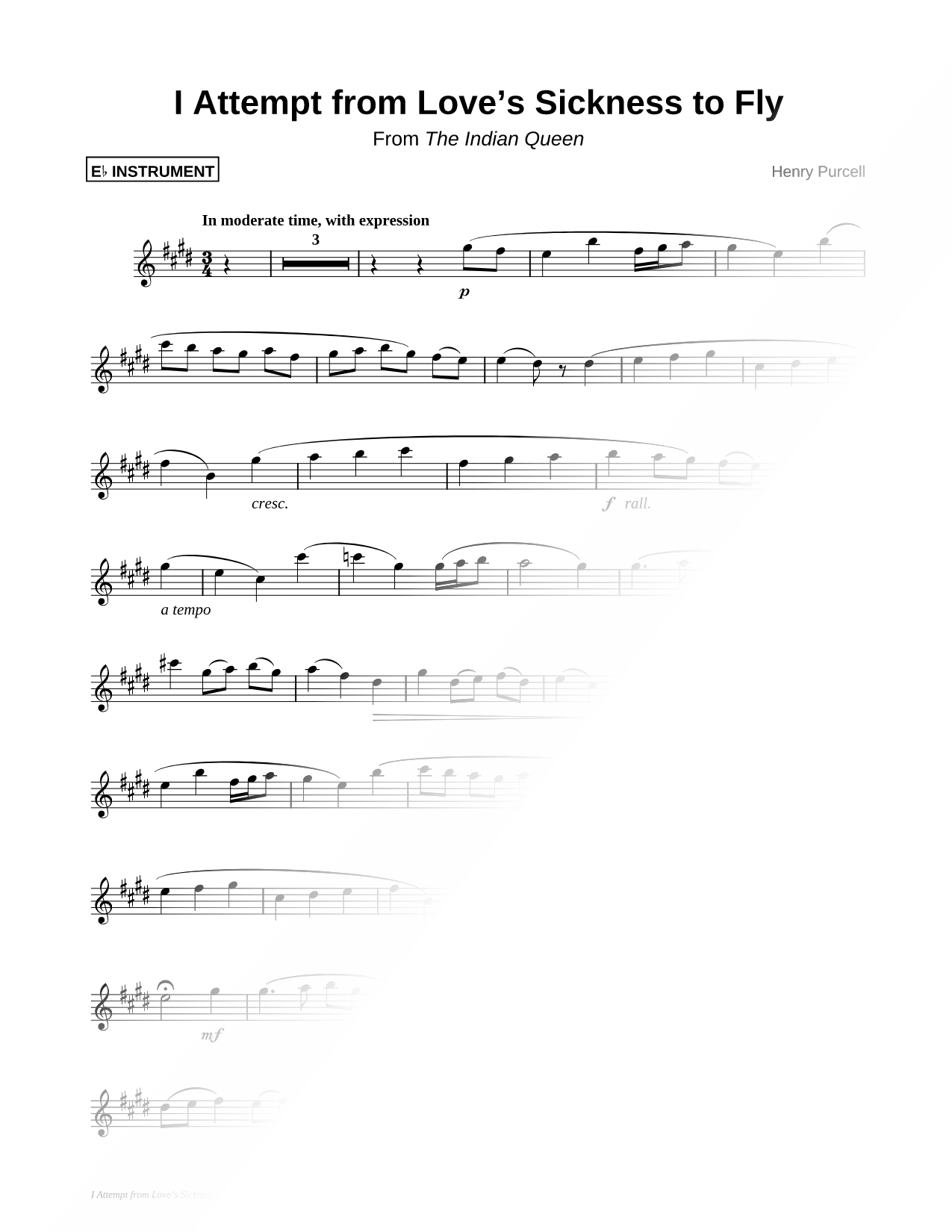 I Attempt From Love's Sickness To Fly - Eb Instrument