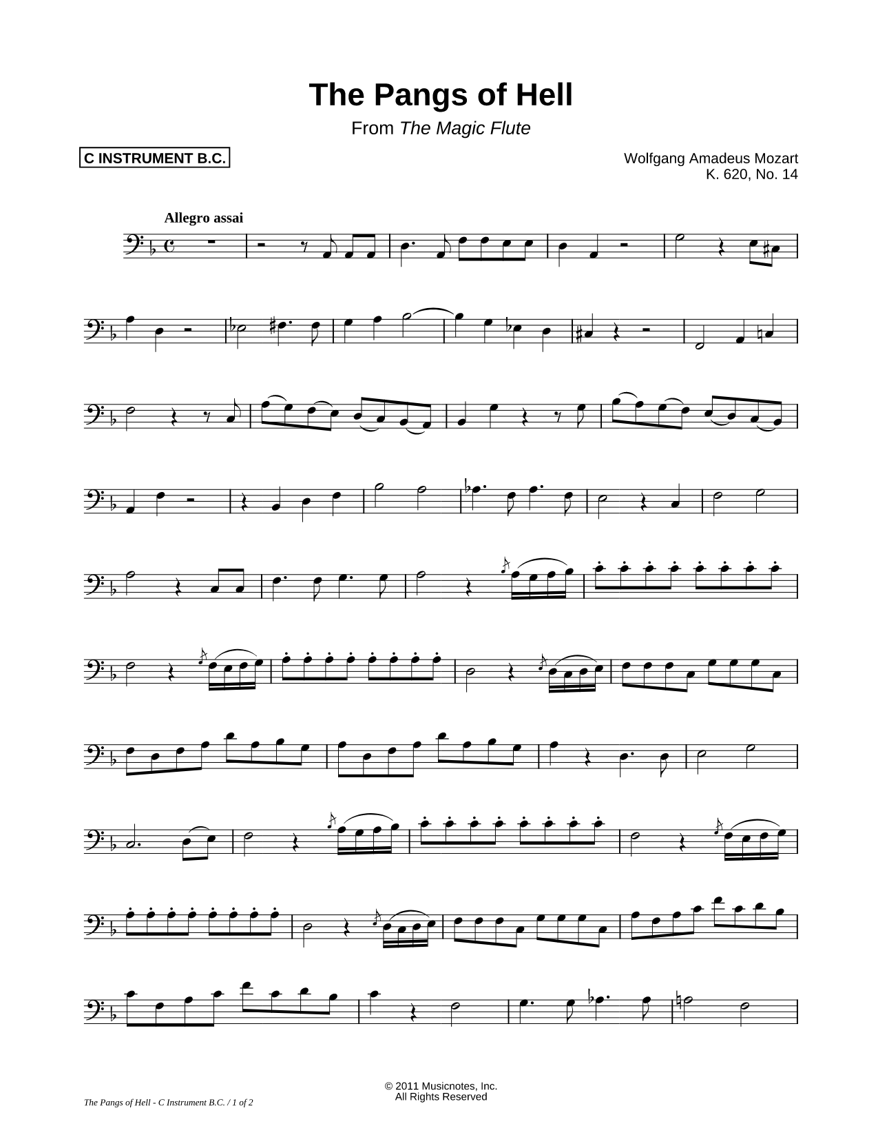 The Pangs of Hell - Bass Clef Instrument