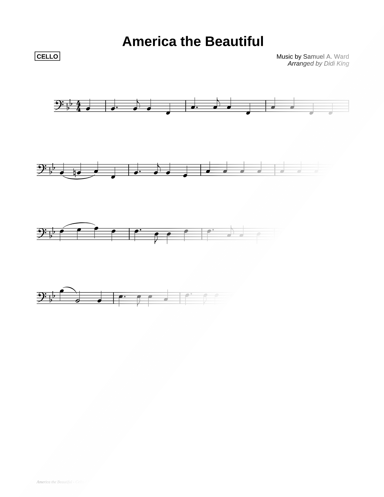 America the Beautiful - Cello Part (String Quartet)