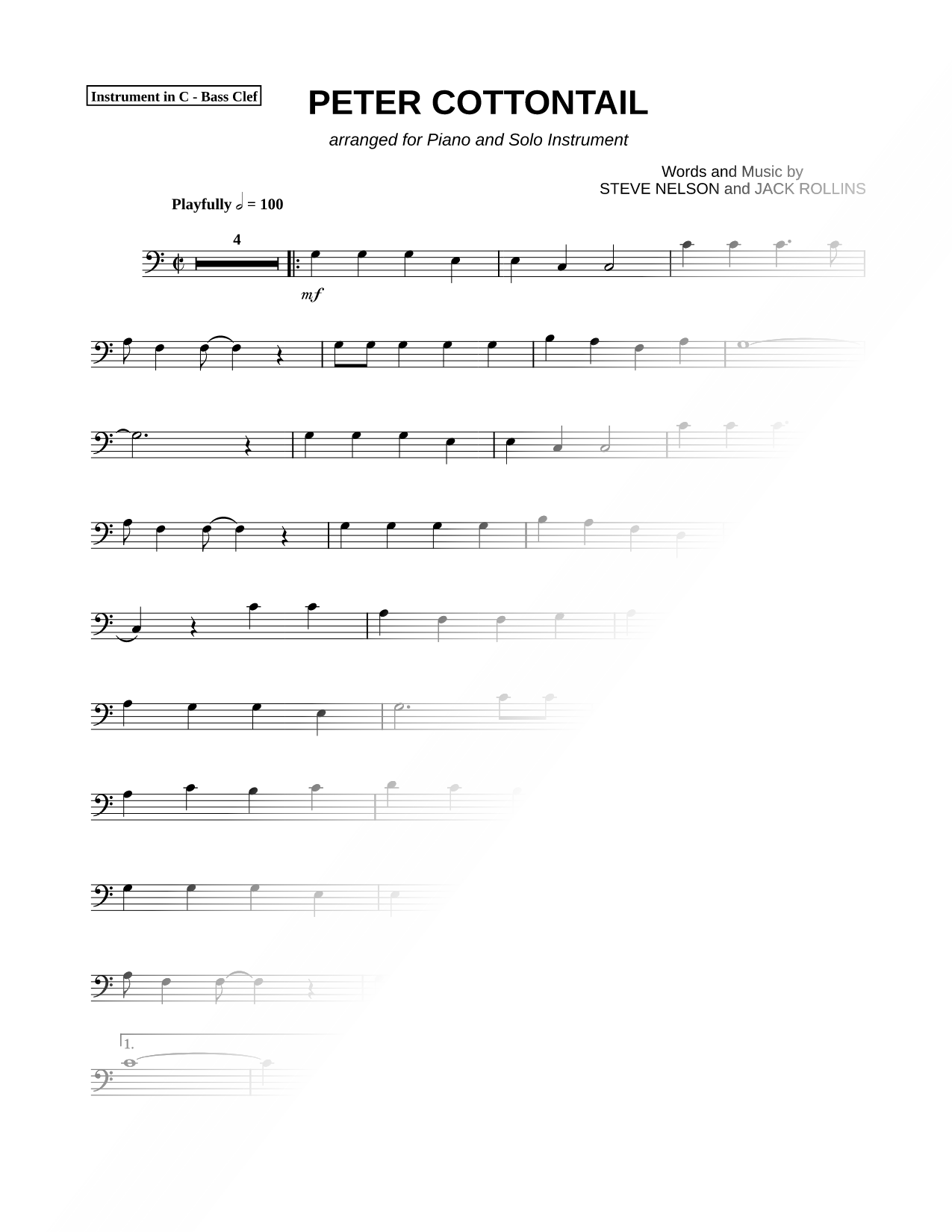 Peter Cottontail - Bass Clef Instrument