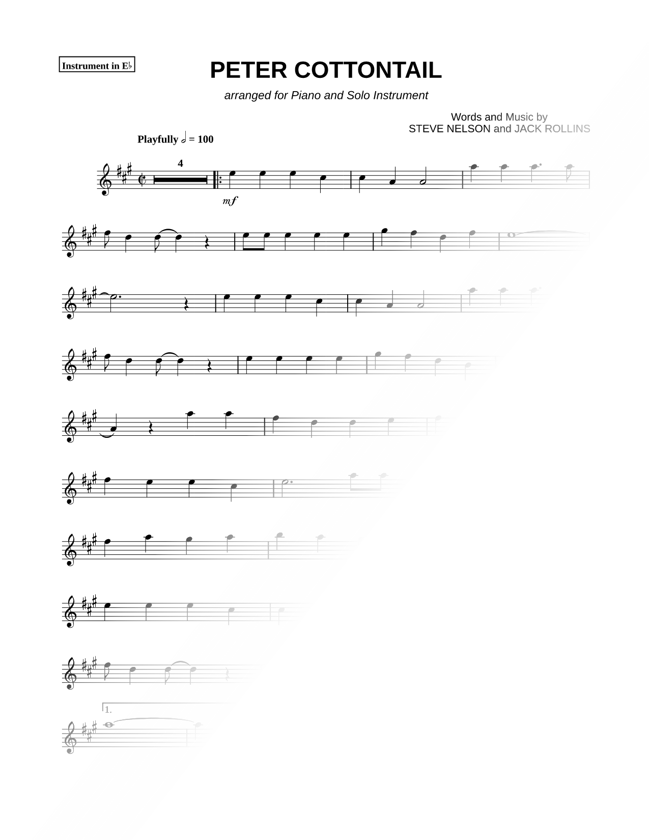 Peter Cottontail - Eb Instrument