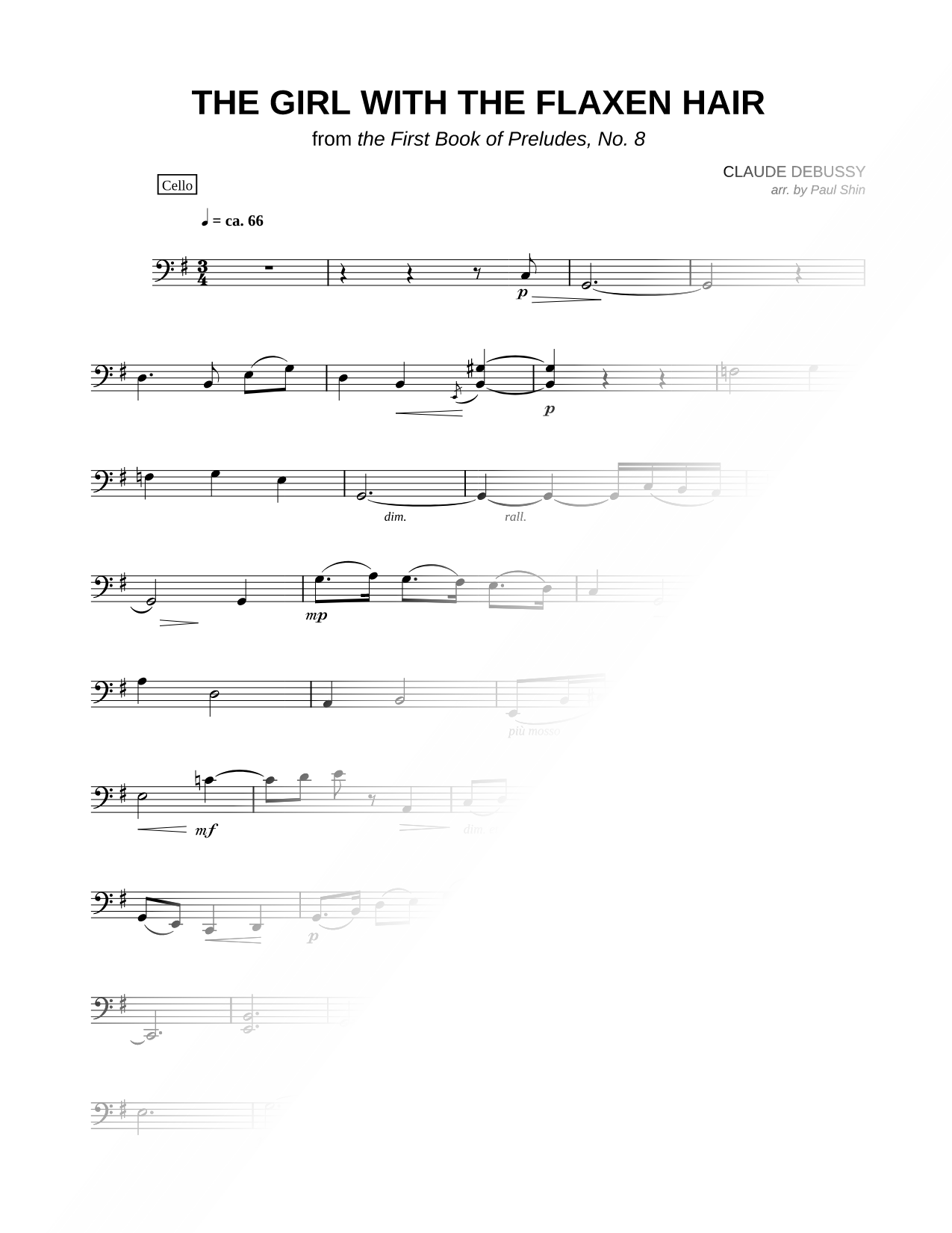 The Girl With the Flaxen Hair - Cello (String Quartet)