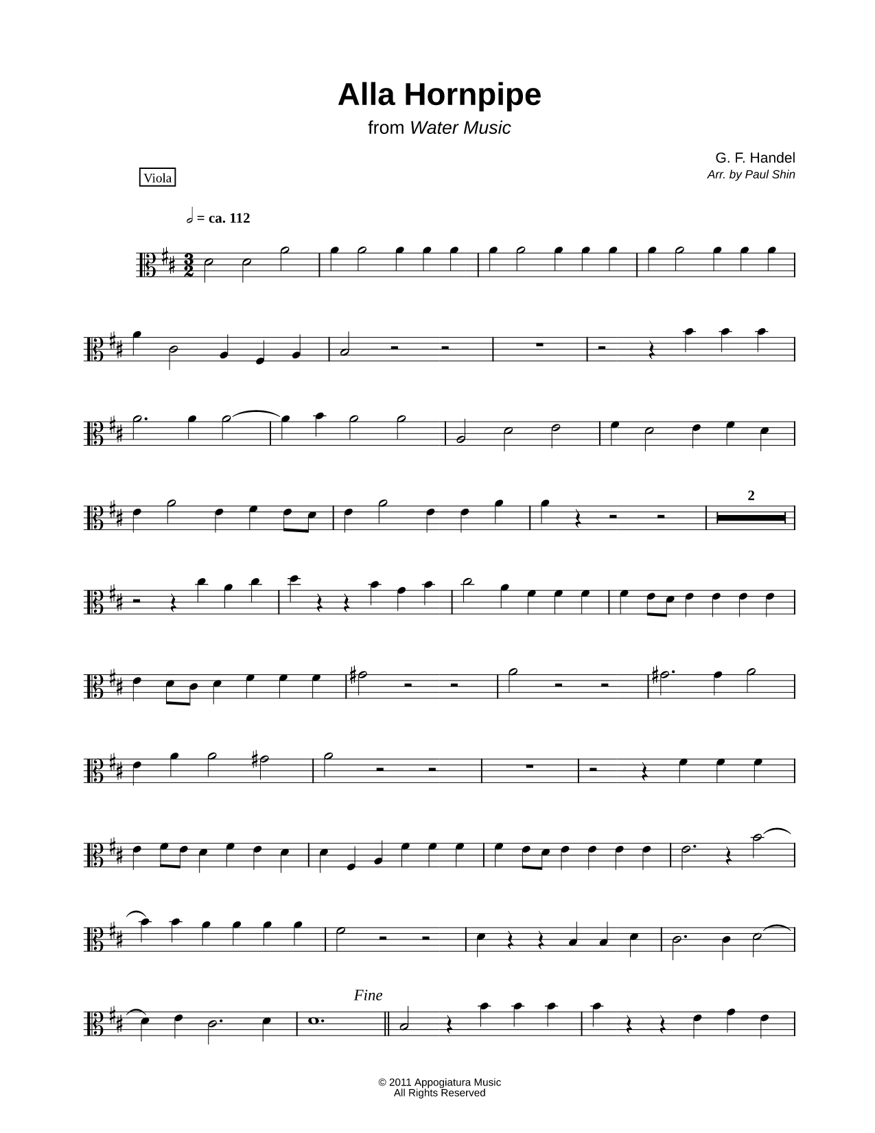 Alla Hornpipe - Viola Part (String Quartet)