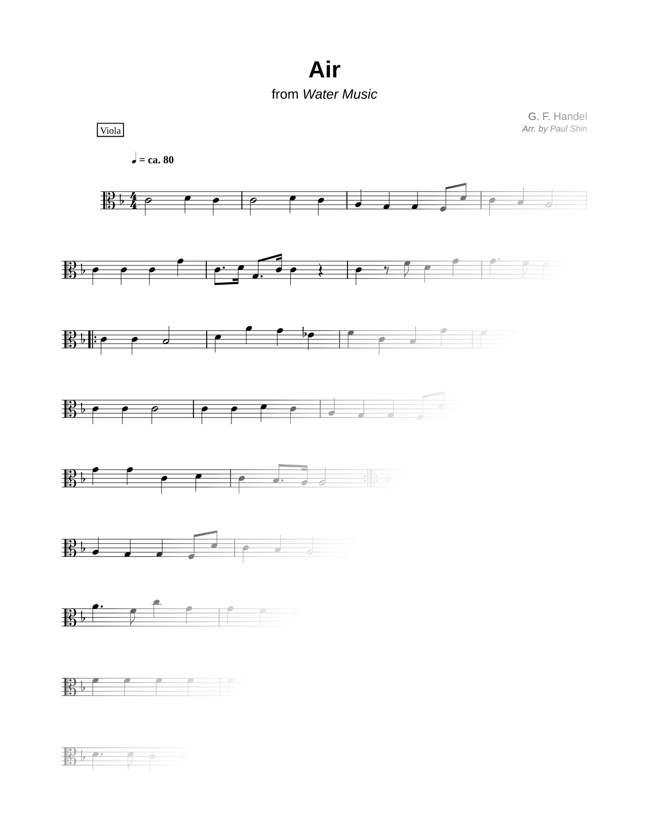 Air from Water Music - Viola (String Quartet)