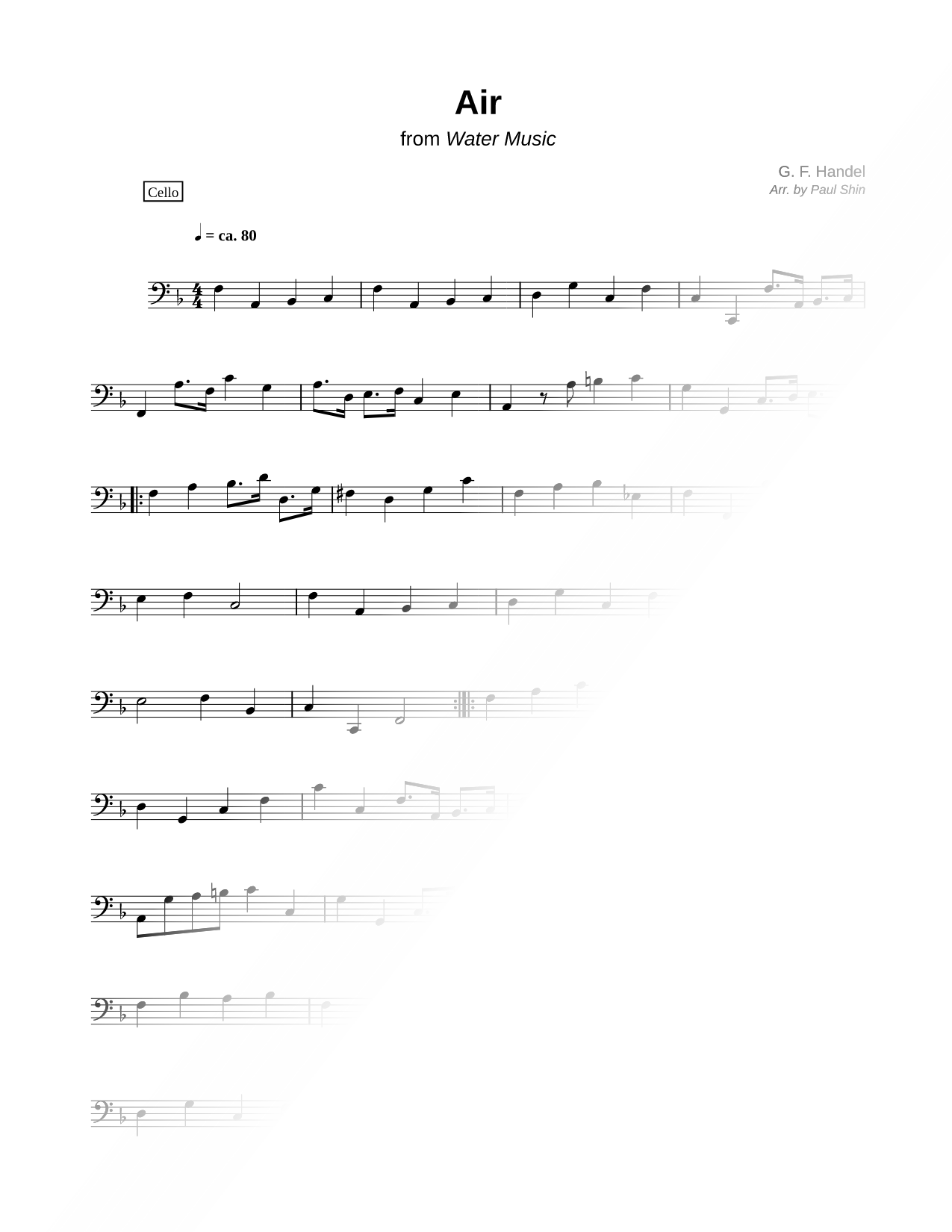 Air from Water Music - Cello (String Quartet)