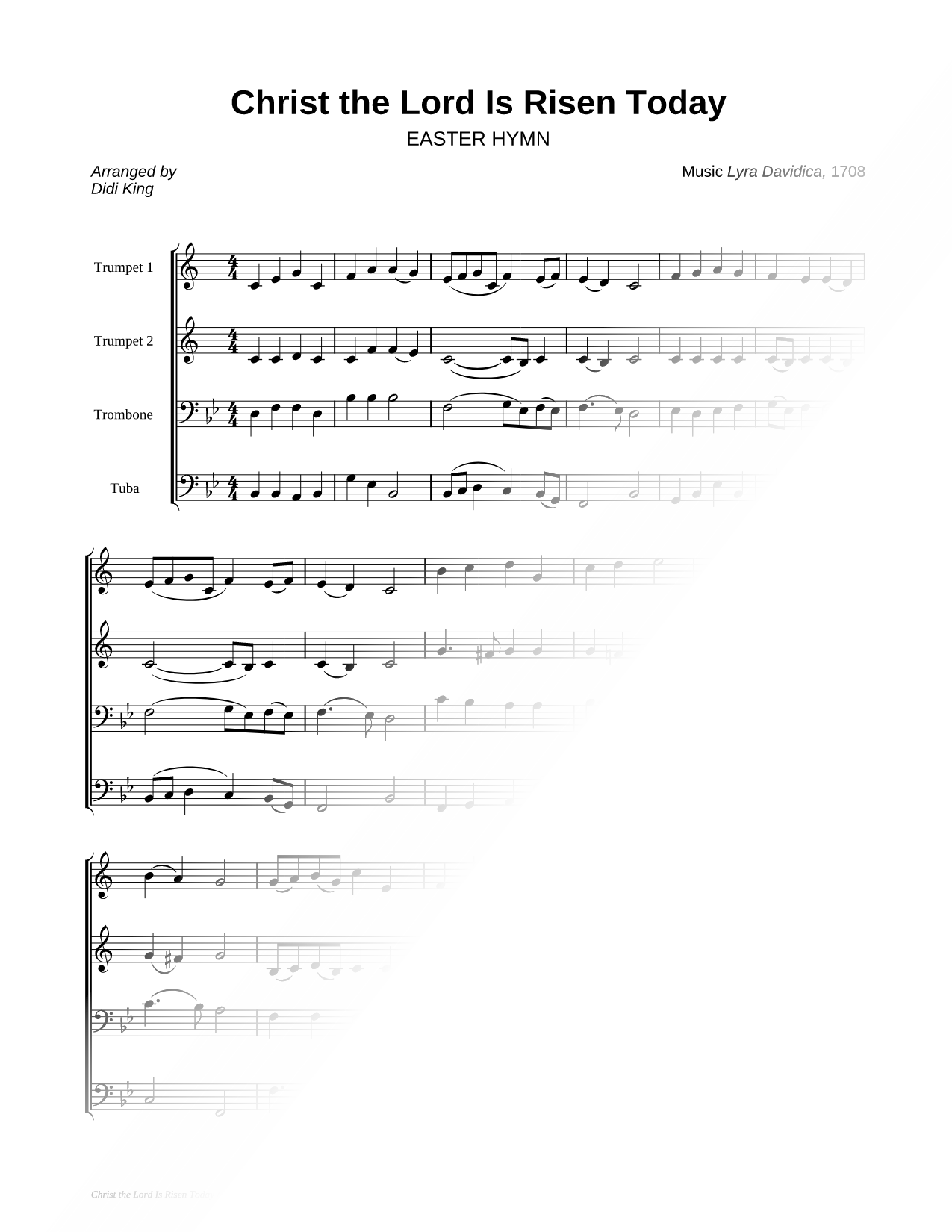 Christ the Lord Is Risen Today - Brass Quartet Score