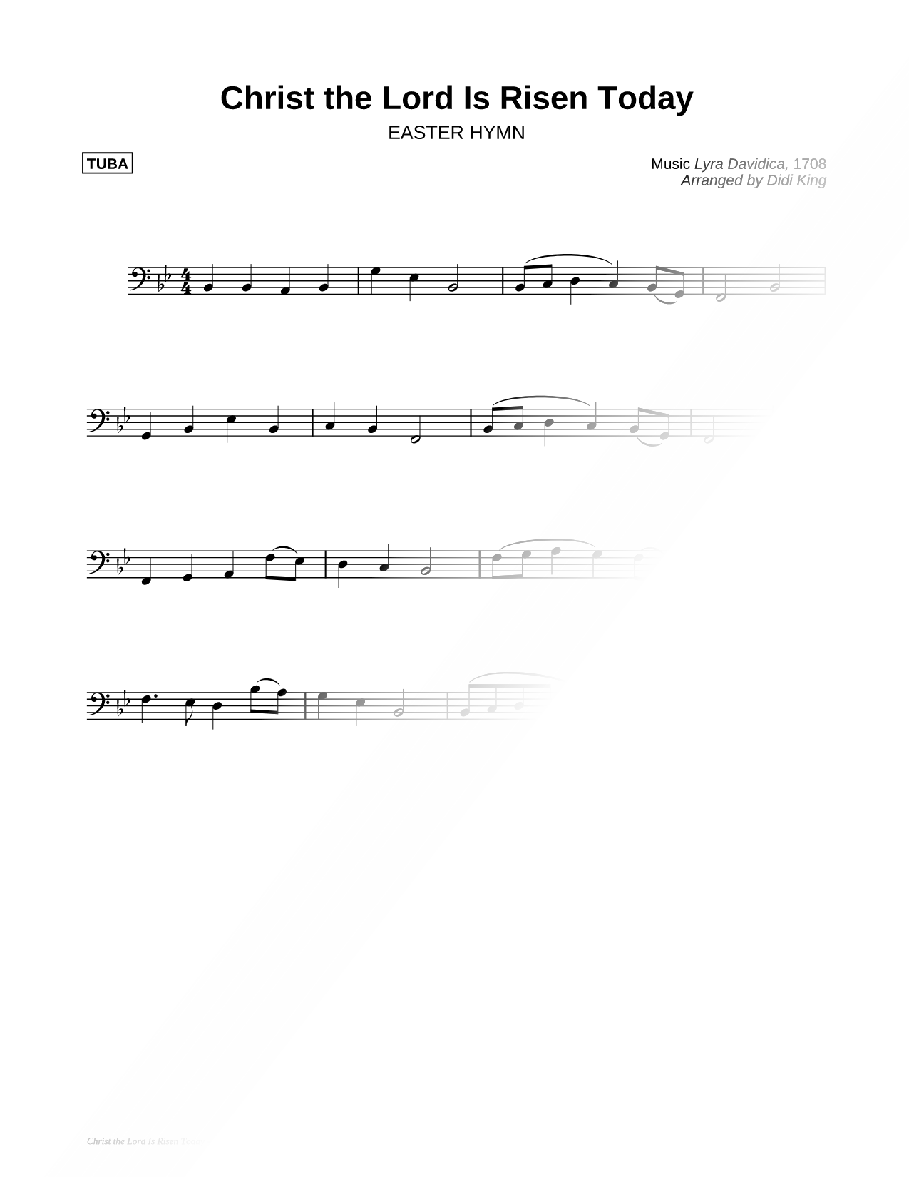 Christ the Lord Is Risen Today - Tuba (Brass Quartet)