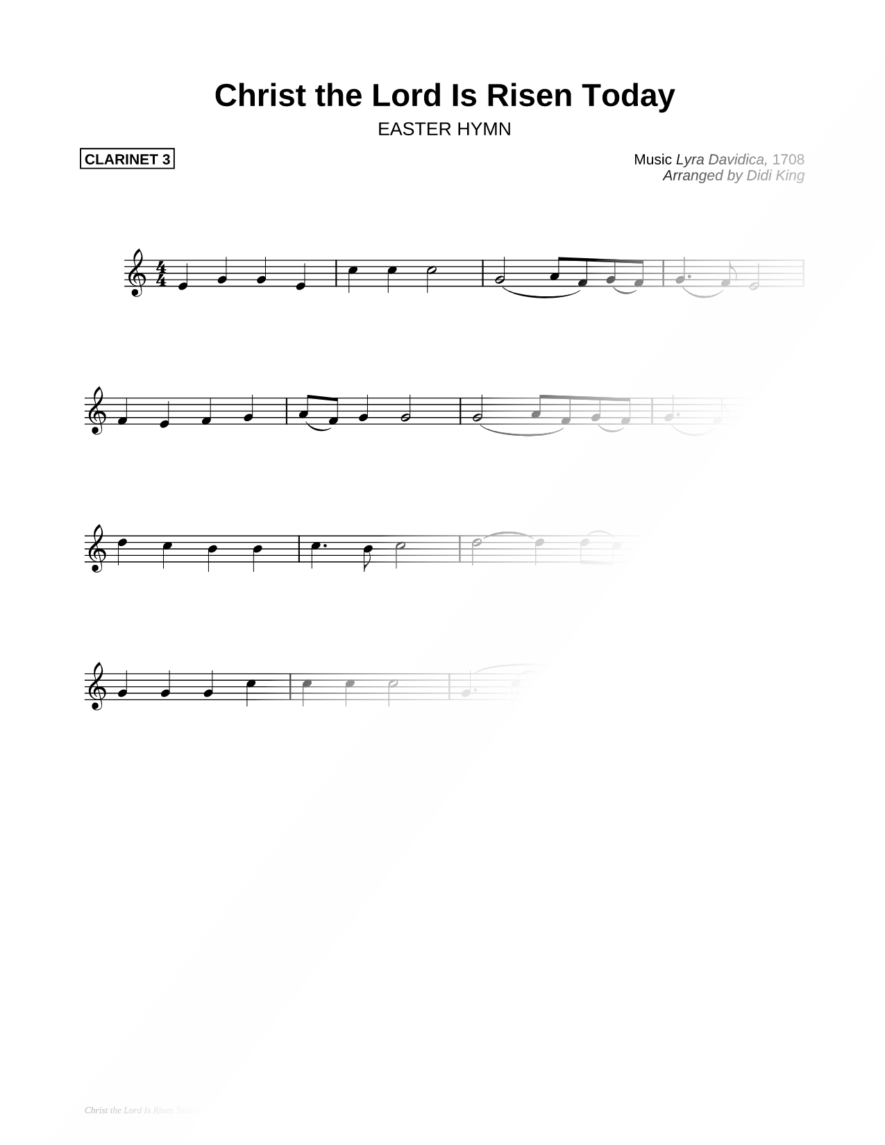 Christ the Lord Is Risen Today - Clarinet 3 (Clarinet Quartet)