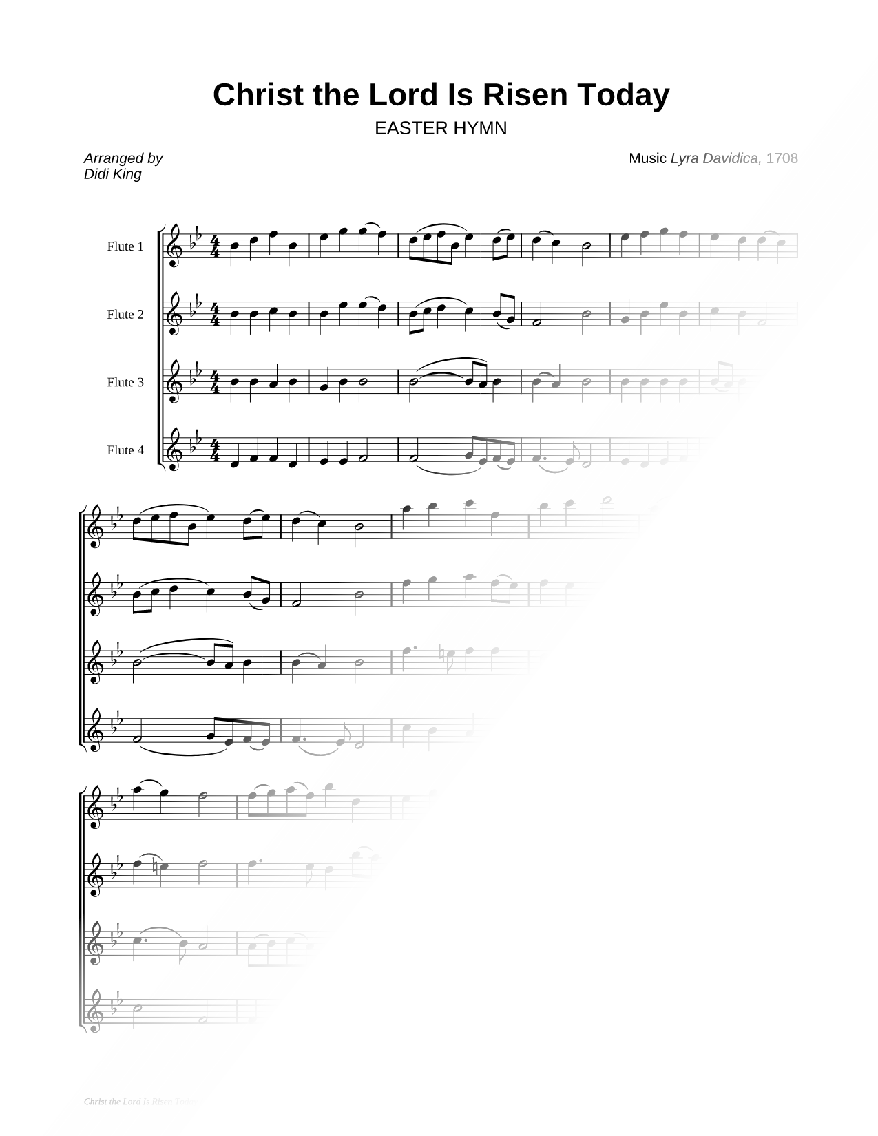 Christ the Lord Is Risen Today - Flute Quartet Score