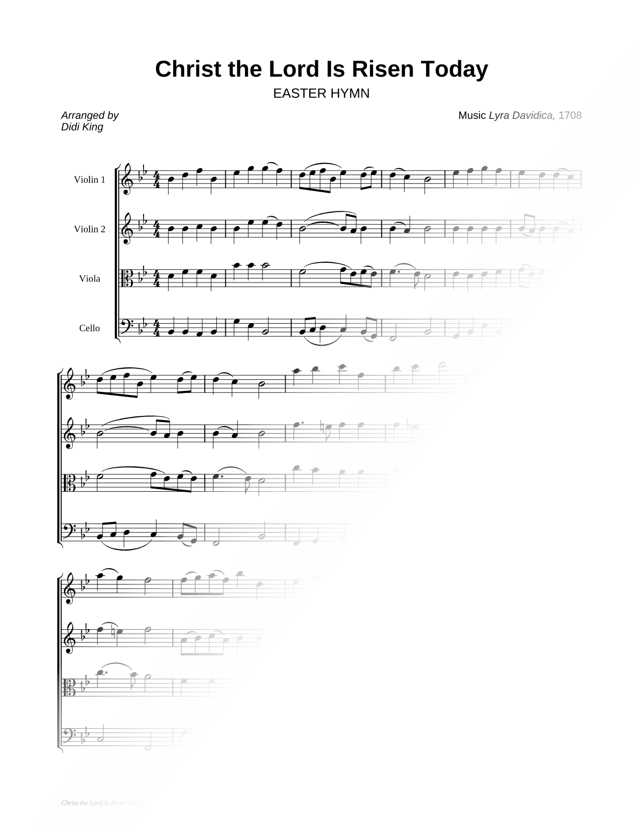 Christ the Lord Is Risen Today - String Quartet Score