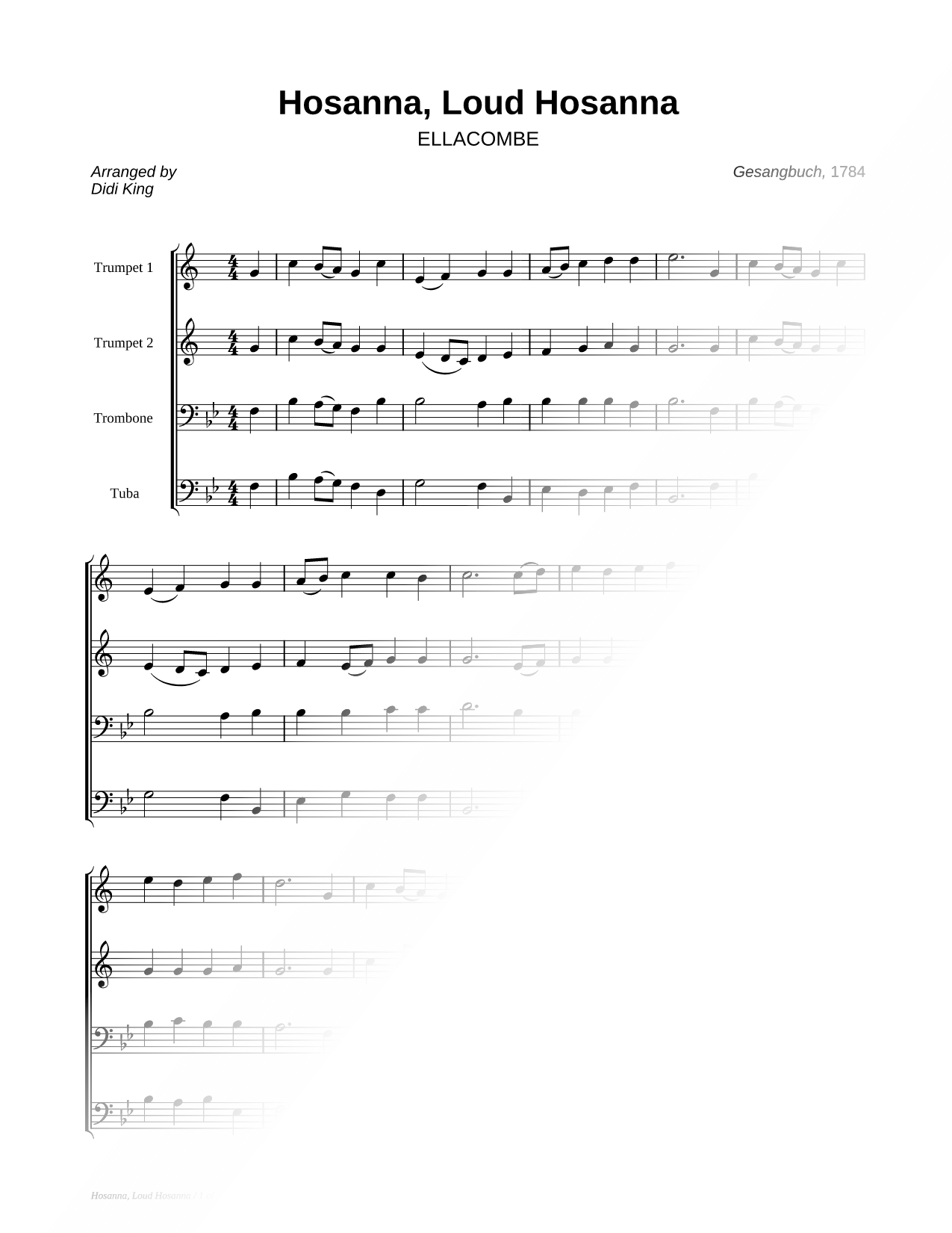Hosanna, Loud Hosanna - Brass Quartet Score