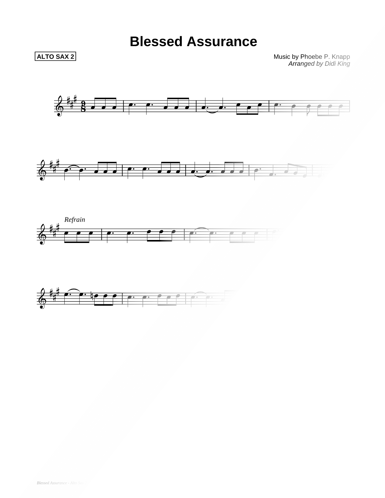 Blessed Assurance - Alto Sax 2 (Saxophone Quartet)
