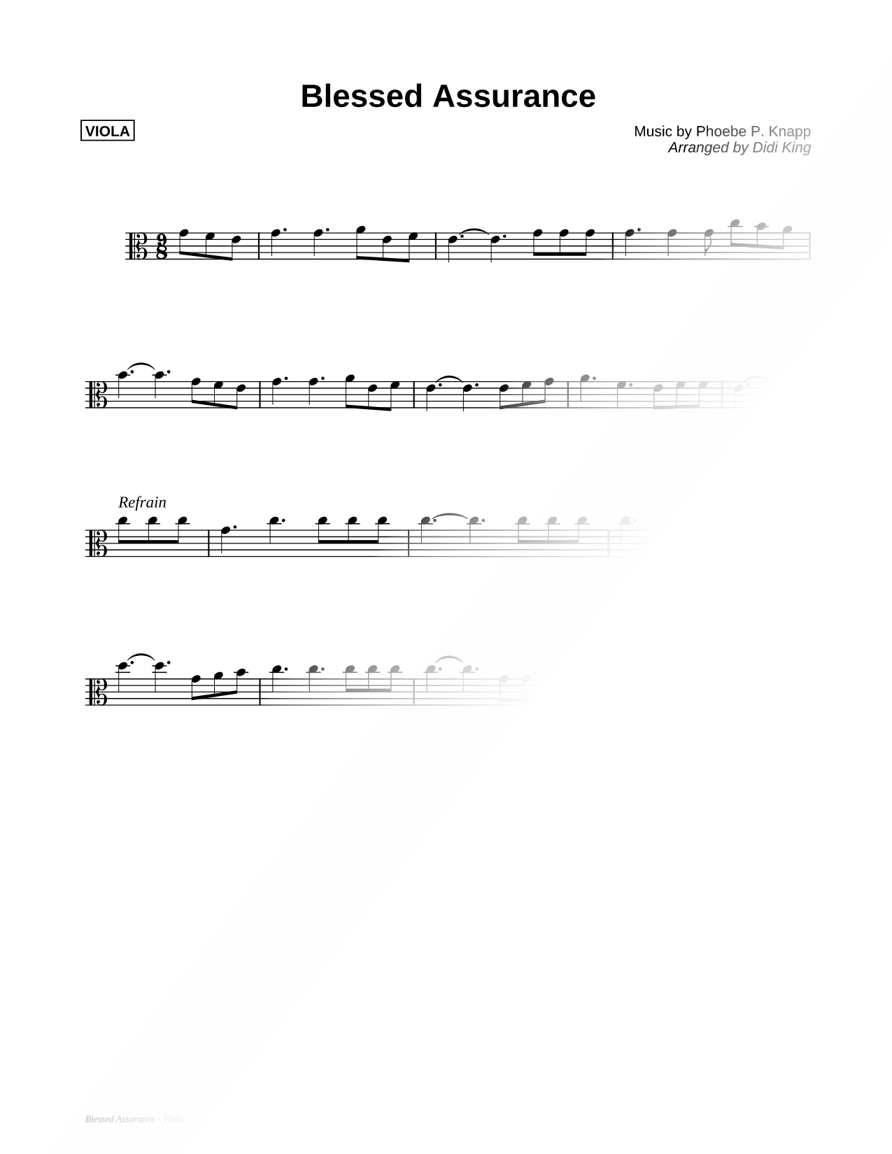 Blessed Assurance - Viola (String Quartet)