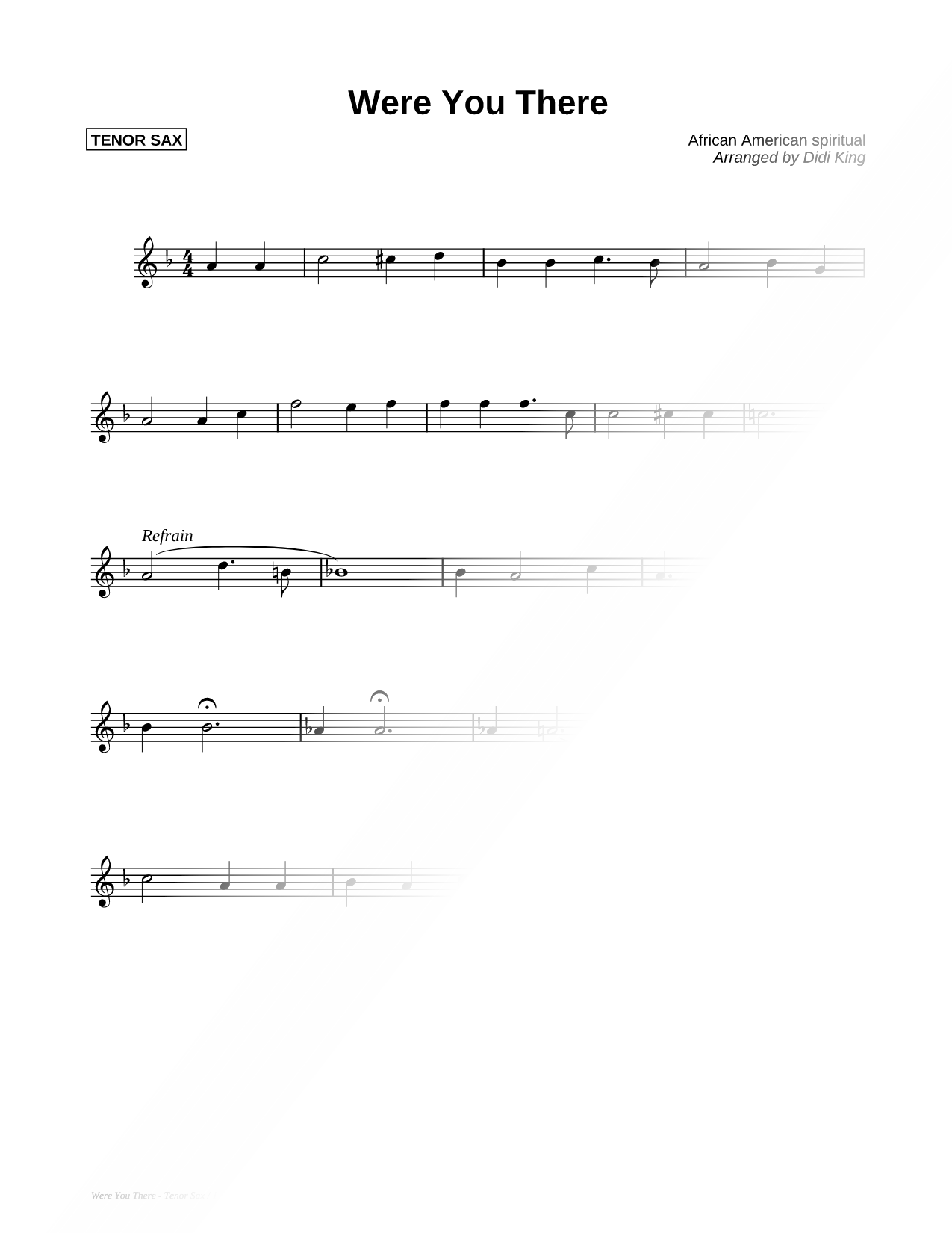 Were You There? - Tenor Sax (Saxophone Quartet)