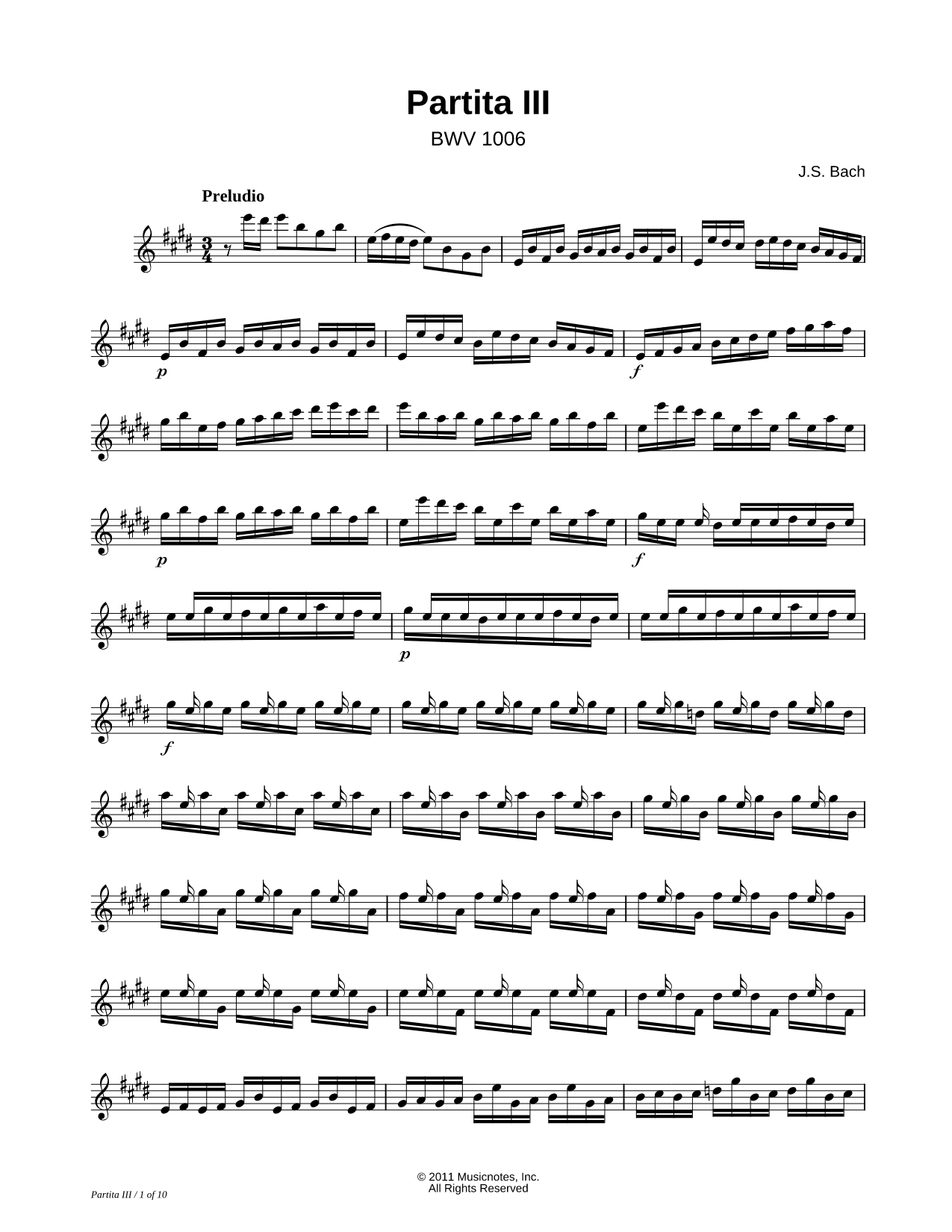 Partita III, BWV 1006