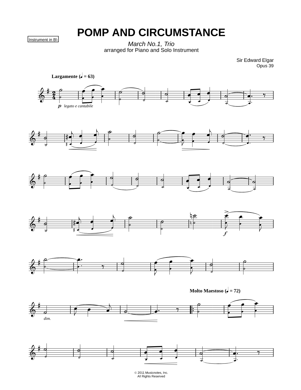 Pomp and Circumstance - Bb Instrument