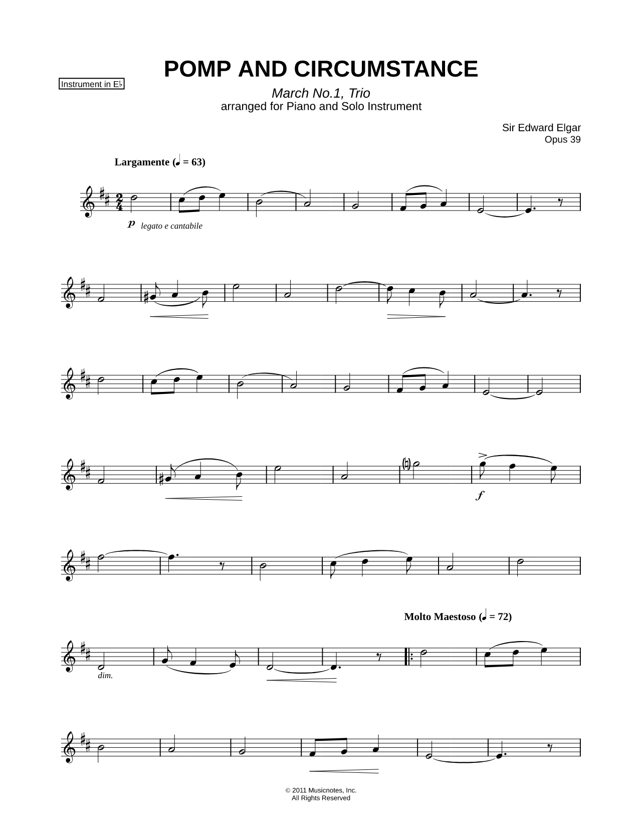 Pomp and Circumstance - Eb Instrument