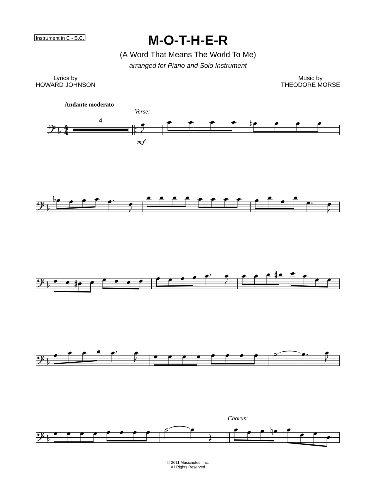 M-O-T-H-E-R - Bass Clef Instrument
