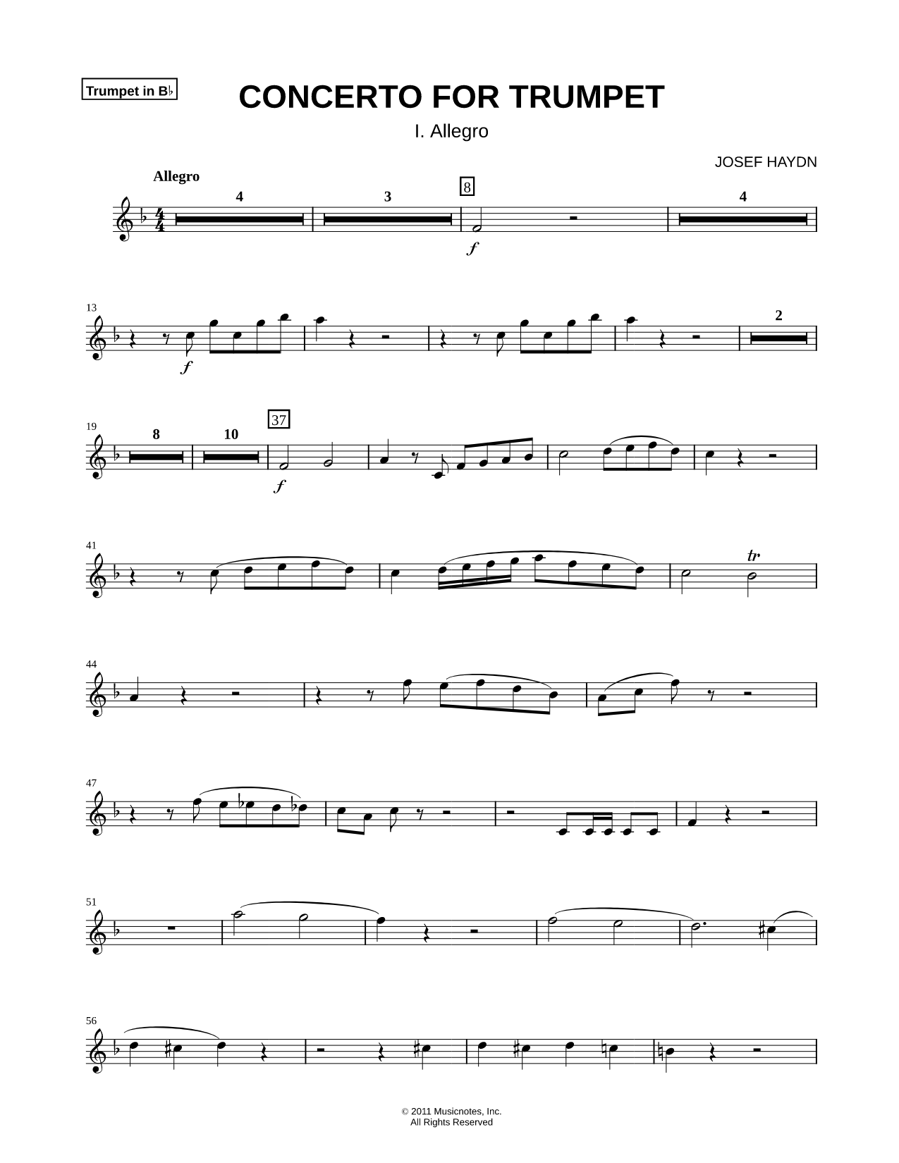 Concerto for Trumpet - I. Allegro - Bb Trumpet