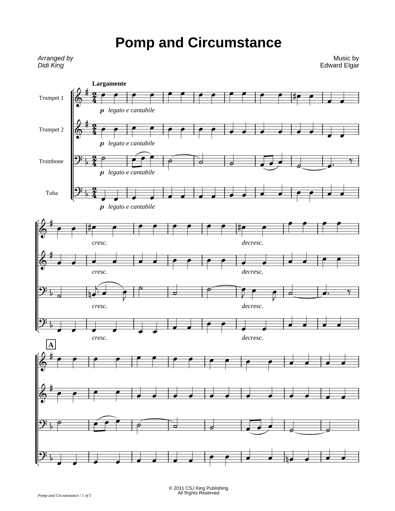 Pomp and Circumstance - Score (Brass Quartet)