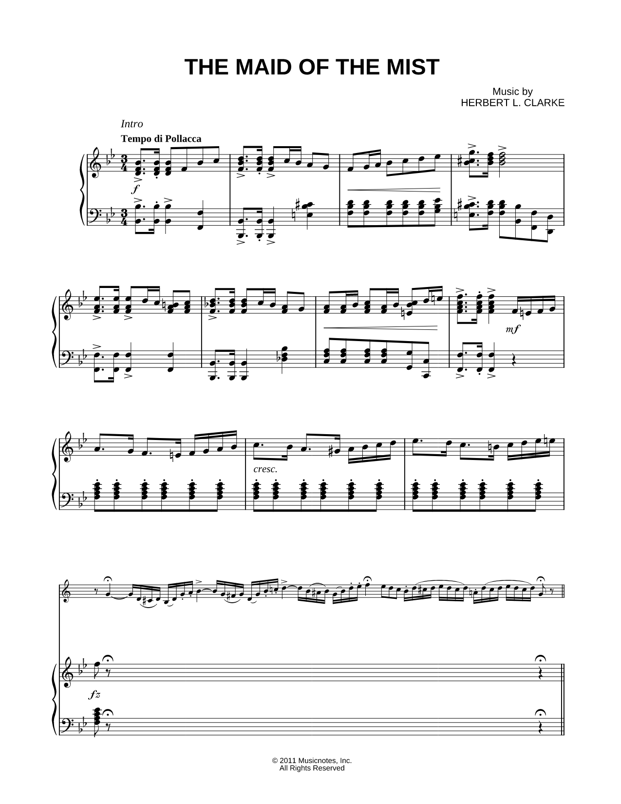 The Maid of the Mist - Piano Accompaniment