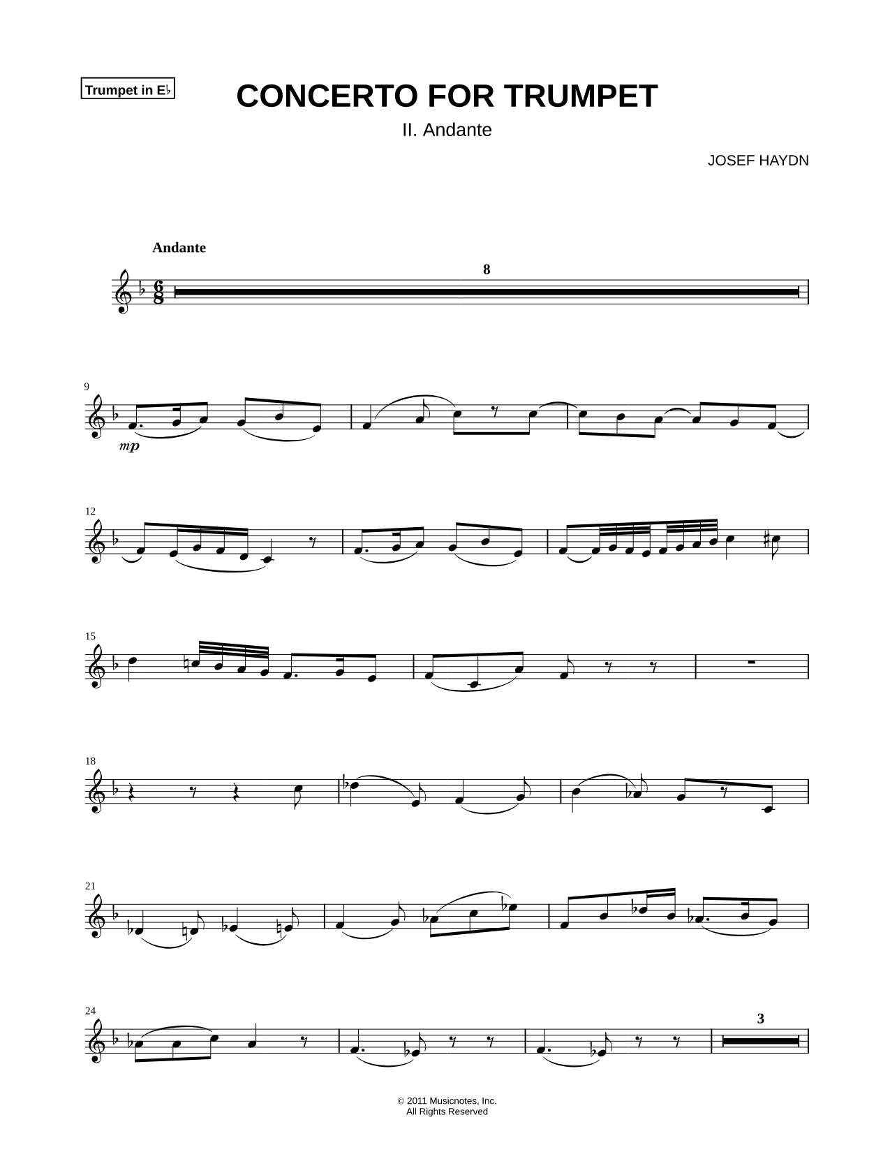 Concerto for Trumpet - II. Andante - Eb Trumpet