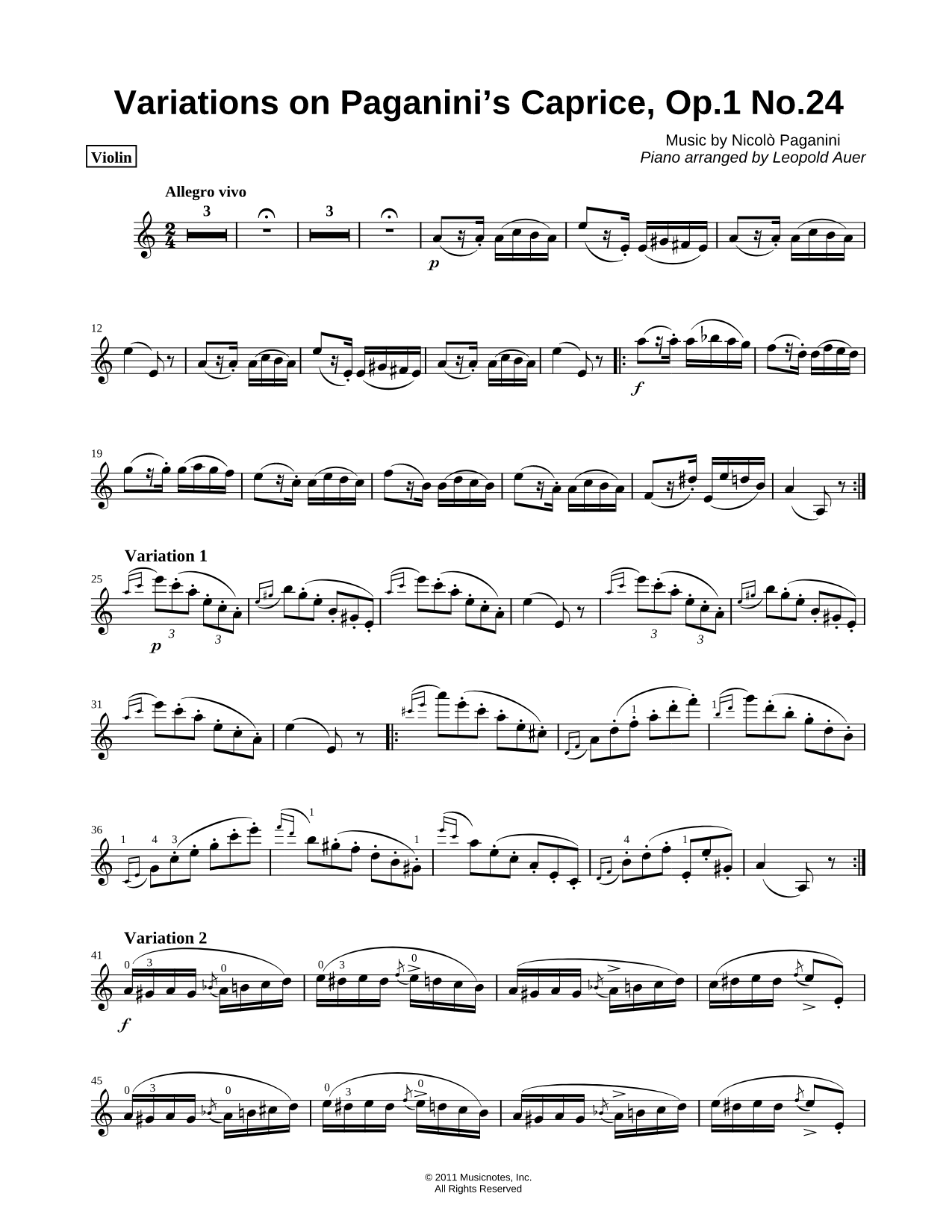 Caprice No. 24 - Violin Solo