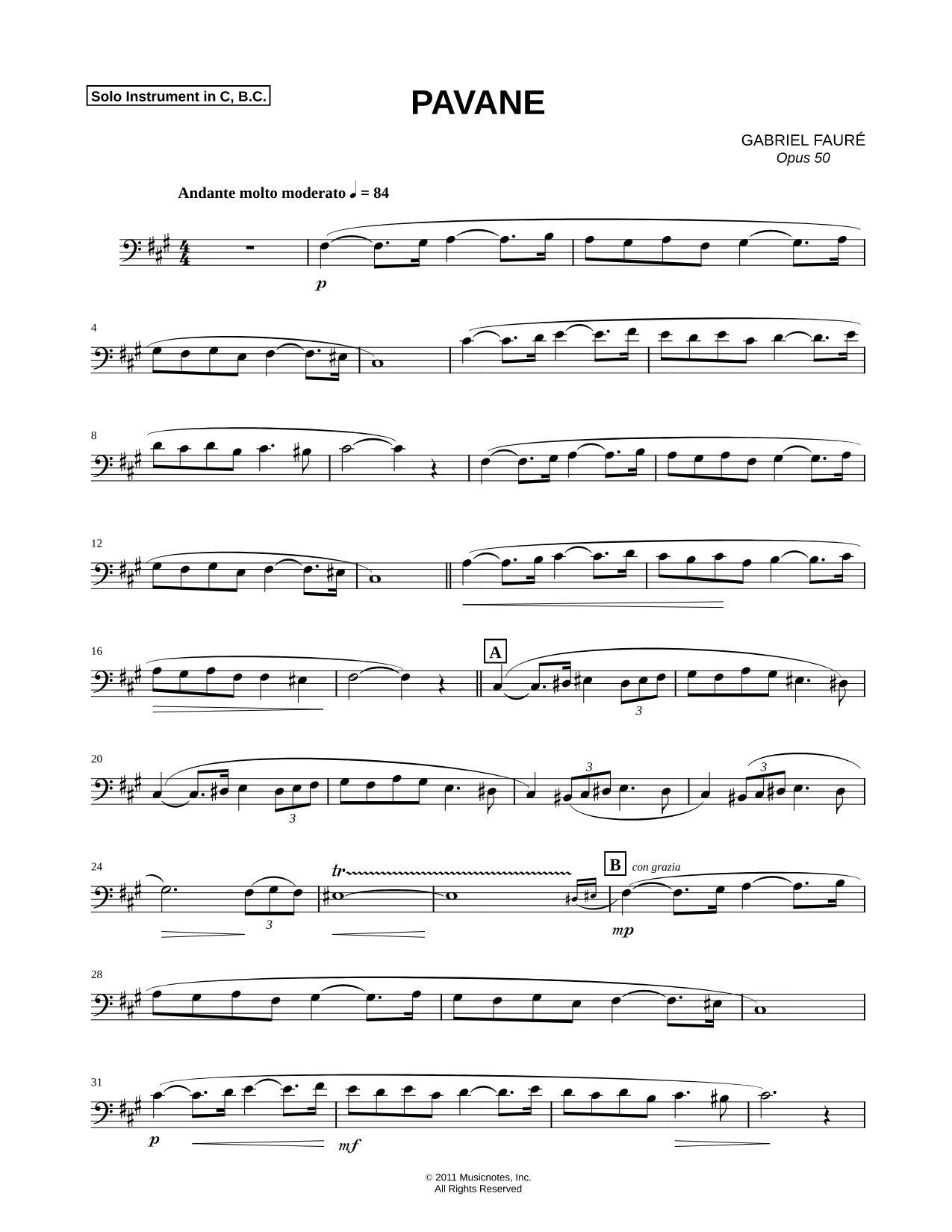 Pavane - Bass Clef Instrument
