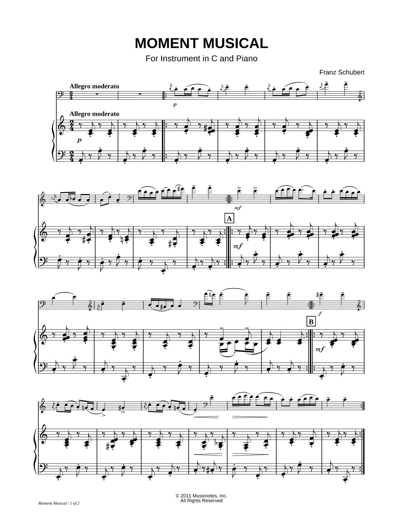 Moment Musical No. 3 - Piano Accompaniment